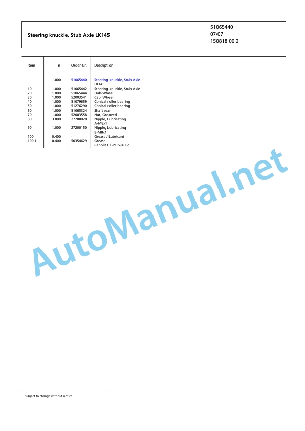 Jungheinrich Forklift EP10000 Spare Parts Manual FN423600 3 Jungheinrich Forklift EP10000 Spare Parts Manual FN423600 - Image 3
