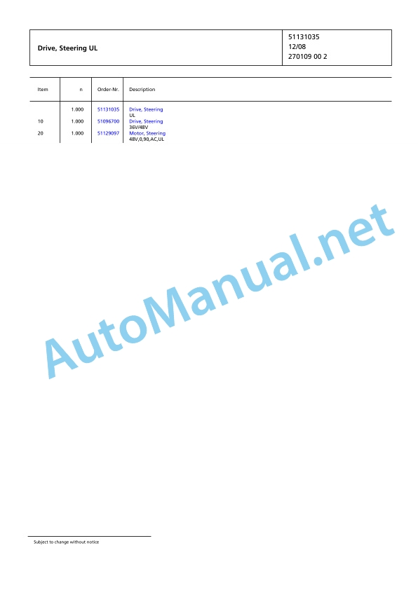 Jungheinrich Forklift EP4000 Spare Parts Manual FN426315 3 Jungheinrich Forklift EP4000 Spare Parts Manual FN426315 - Image 3