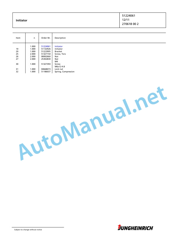 Jungheinrich Forklift ETX 515 X+I 101 1100 DZ Spare Parts Manual FN427270 3 Jungheinrich Forklift ETX 515 X+I 101 1100 DZ Spare Parts Manual FN427270 - Image 3