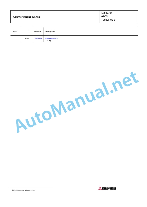 Jungheinrich Forklift FB 45 MP 3FP 640 Spare Parts Manual FN423823 3 Jungheinrich Forklift FB 45 MP 3FP 640 Spare Parts Manual FN423823 - Image 3
