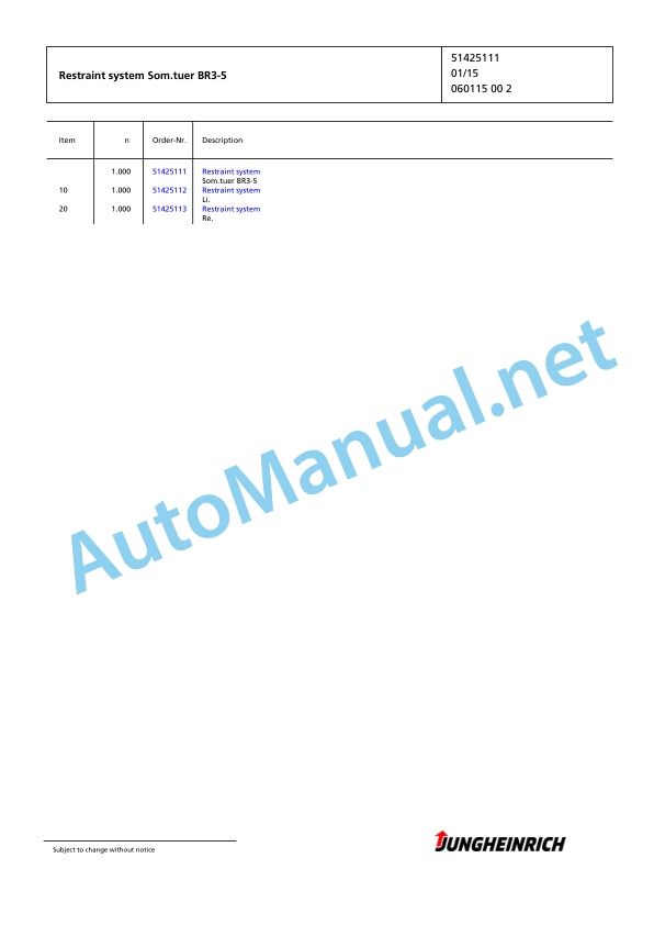 Jungheinrich Forklift TFG 320 GE120-370ZT Spare Parts Manual FN585542 2 Jungheinrich Forklift TFG 320 GE120-370ZT Spare Parts Manual FN585542 - Image 2