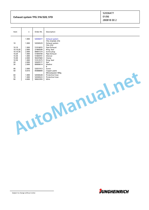 Jungheinrich Forklift TFG 320 GE120-450DZ Spare Parts Manual FN427263 4 Jungheinrich Forklift TFG 320 GE120-450DZ Spare Parts Manual FN427263 - Image 4