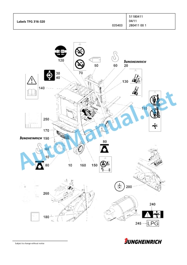 Jungheinrich Forklift TFG 320 GE120-480DZ Spare Parts Manual FN426534 2 Jungheinrich Forklift TFG 320 GE120-480DZ Spare Parts Manual FN426534 - Image 2