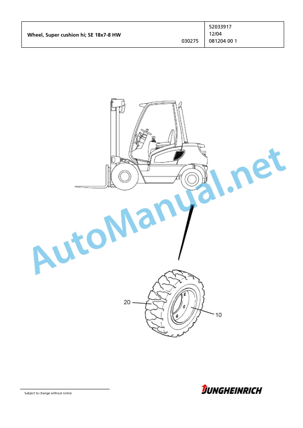 Jungheinrich Forklift TFG 320s GE100-450DZ Spare Parts Manual FN424054 4 Jungheinrich Forklift TFG 320s GE100-450DZ Spare Parts Manual FN424054 - Image 4