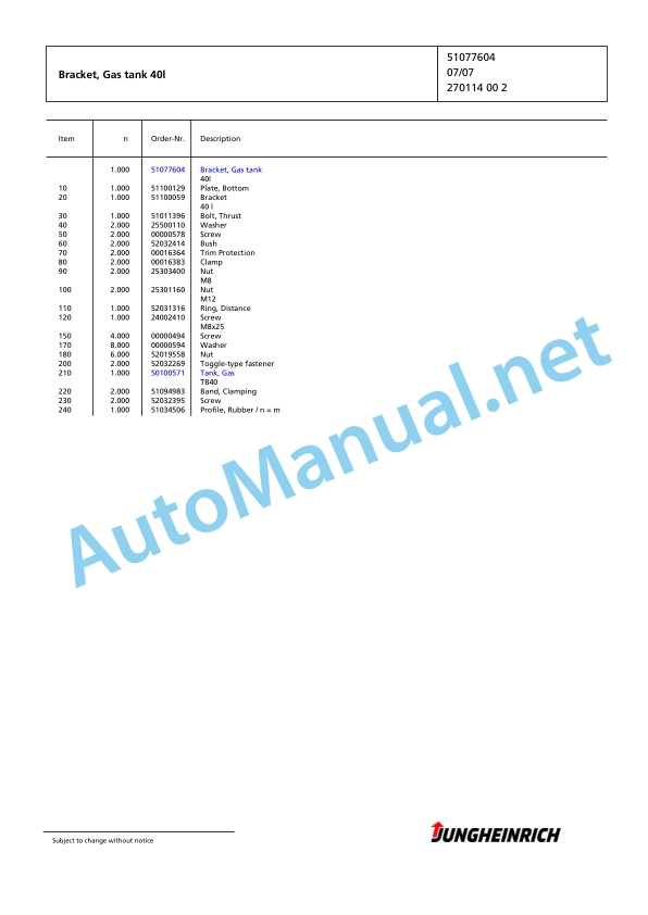 Jungheinrich Forklift TFG 320s GE115-480DZ Spare Parts Manual FN423276 3 Jungheinrich Forklift TFG 320s GE115-480DZ Spare Parts Manual FN423276 - Image 3