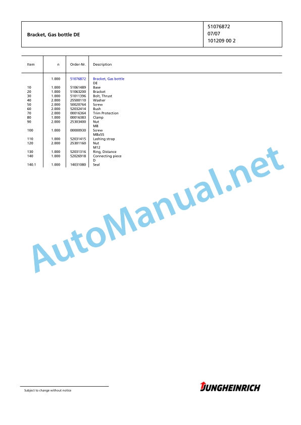 Jungheinrich Forklift TFG 425s G+E120-350ZT Spare Parts Manual FN423232 3 Jungheinrich Forklift TFG 425s G+E120-350ZT Spare Parts Manual FN423232 - Image 3