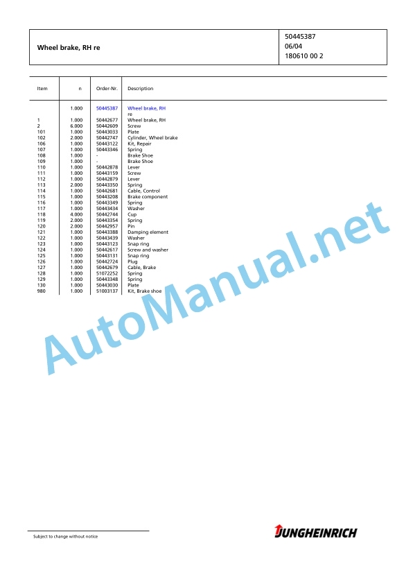 Jungheinrich Forklift TFG 430 G+E115-500DZ Spare Parts Manual FN424320 4 Jungheinrich Forklift TFG 430 G+E115-500DZ Spare Parts Manual FN424320 - Image 4