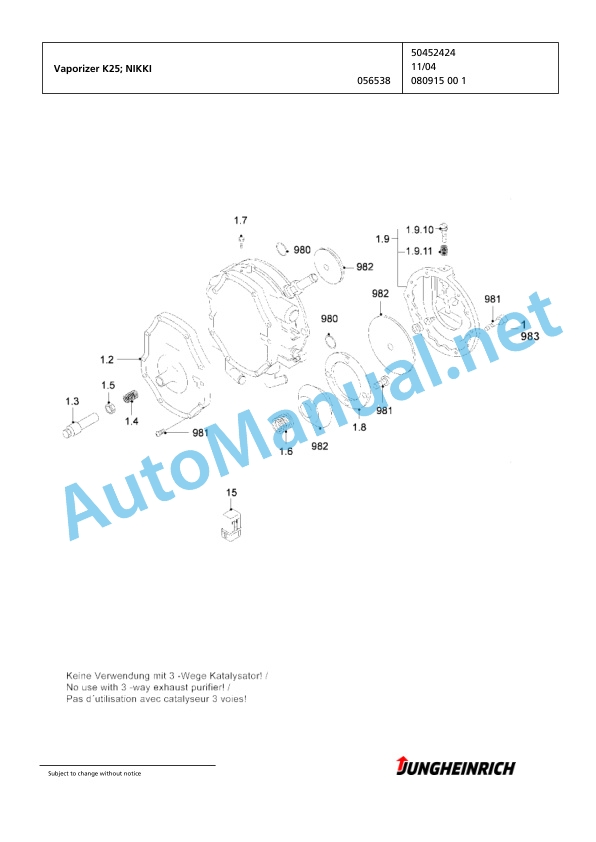 Jungheinrich Forklift TFG 430 G+E115-550DZ Spare Parts Manual FN424321 3 Jungheinrich Forklift TFG 430 G+E115-550DZ Spare Parts Manual FN424321 - Image 3