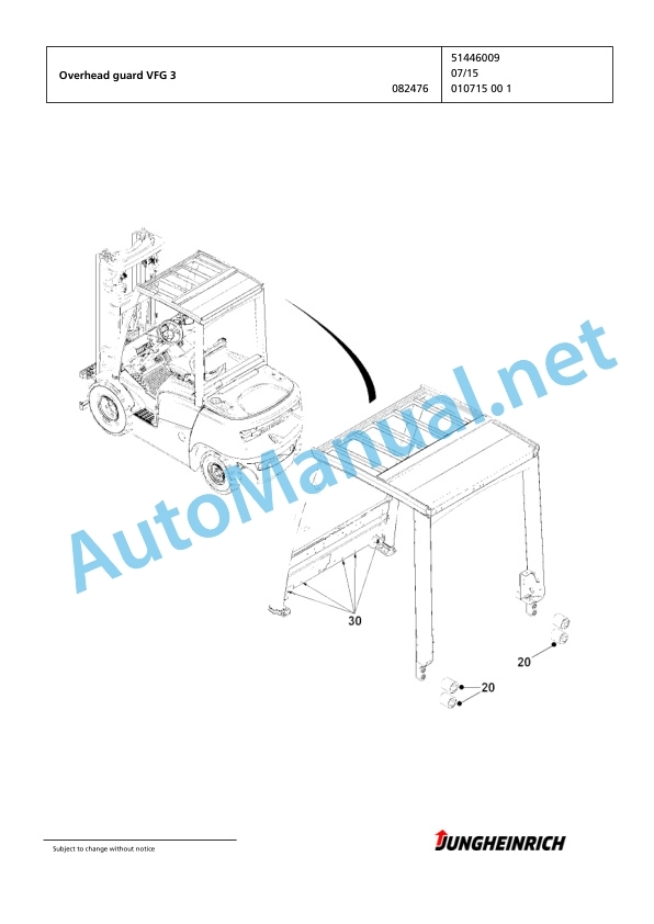 Alternative view of Jungheinrich Forklift TFG 430 G160-310ZT Spare Parts Manual FN585540