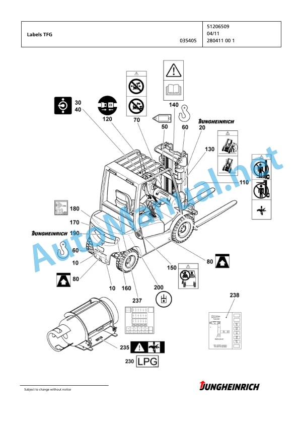 Alternative view of Jungheinrich Forklift TFG 430 GE115-310ZT Spare Parts Manual FN423969