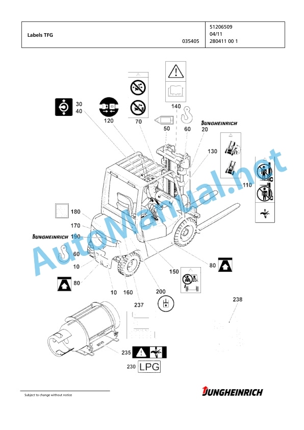 Alternative view of Jungheinrich Forklift TFG 430 GE115-310ZT Spare Parts Manual FN424279
