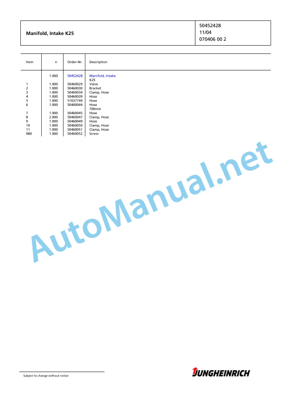 Jungheinrich Forklift TFG 435 GE115-580DZ Spare Parts Manual FN423115 3 Jungheinrich Forklift TFG 435 GE115-580DZ Spare Parts Manual FN423115 - Image 3
