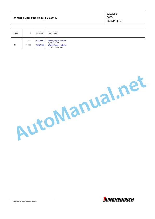 Jungheinrich Forklift TFG 435 GE115-580DZ Spare Parts Manual FN423115 4 Jungheinrich Forklift TFG 435 GE115-580DZ Spare Parts Manual FN423115 - Image 4