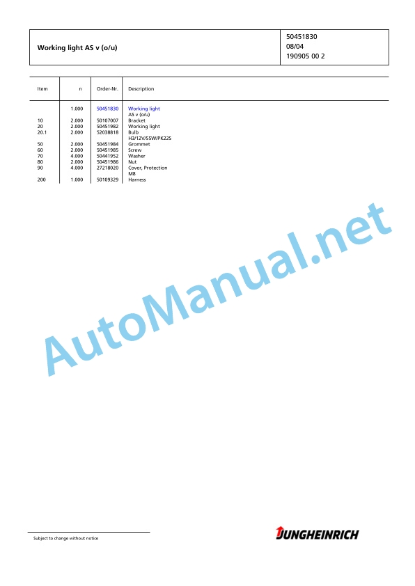 Alternative view of Jungheinrich Forklift TFG 435 GE120-380ZT Spare Parts Manual FN425995