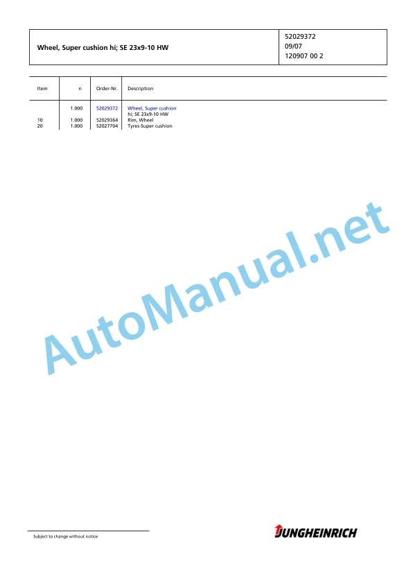 Jungheinrich Forklift TFG 435s G-530DZ Spare Parts Manual FN425994 4 Jungheinrich Forklift TFG 435s G-530DZ Spare Parts Manual FN425994 - Image 4