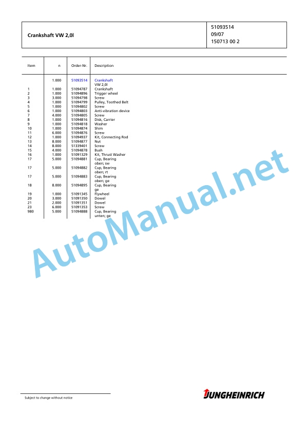 Jungheinrich Forklift TFG 435s G+E120-480ZT Spare Parts Manual FN426350 3 Jungheinrich Forklift TFG 435s G+E120-480ZT Spare Parts Manual FN426350 - Image 3
