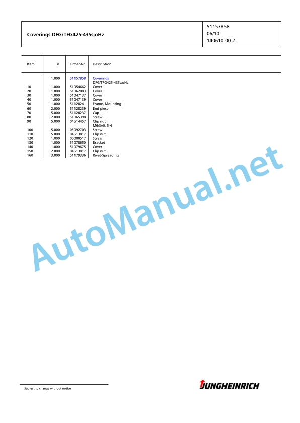 Alternative view of Jungheinrich Forklift TFG 435s G120-480ZT Spare Parts Manual FN424472