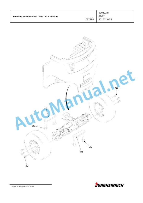 Jungheinrich Forklift TFG 435s G120-480ZT Spare Parts Manual FN424472 4 Jungheinrich Forklift TFG 435s G120-480ZT Spare Parts Manual FN424472 - Image 4