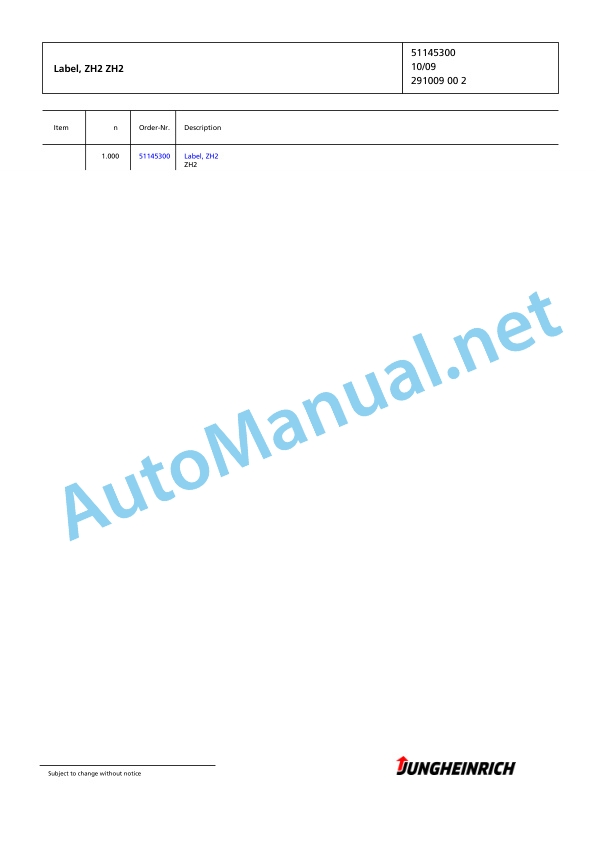 Alternative view of Jungheinrich Forklift TFG 435s GE-450DZ Spare Parts Manual FN427222