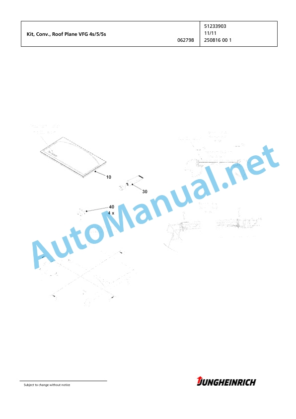 Alternative view of Jungheinrich Forklift TFG 435s GE100-430ZT Spare Parts Manual FN426821