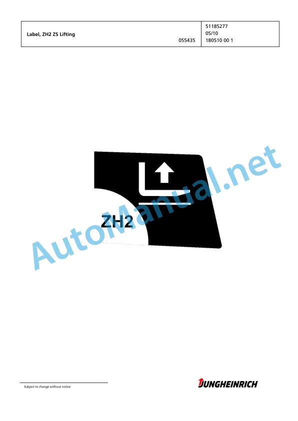 Alternative view of Jungheinrich Forklift TFG 435s GE100-430ZT Spare Parts Manual FN426873