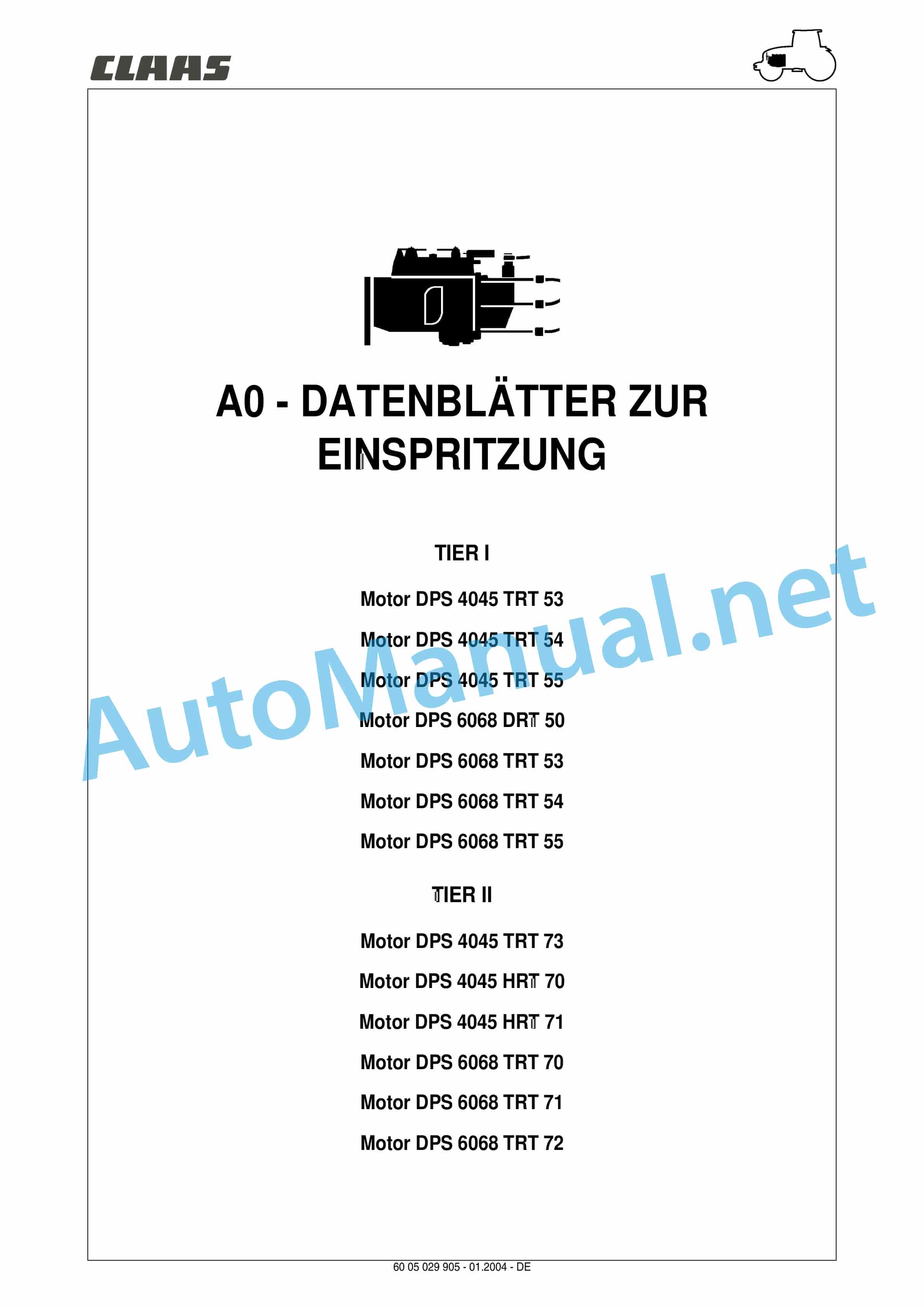 Claas ARES 696-616 RZ, RC, RX (A04) Tractor Repair Manual DE 1 Claas ARES 696-616 RZ, RC, RX (A04) Tractor Repair Manual DE