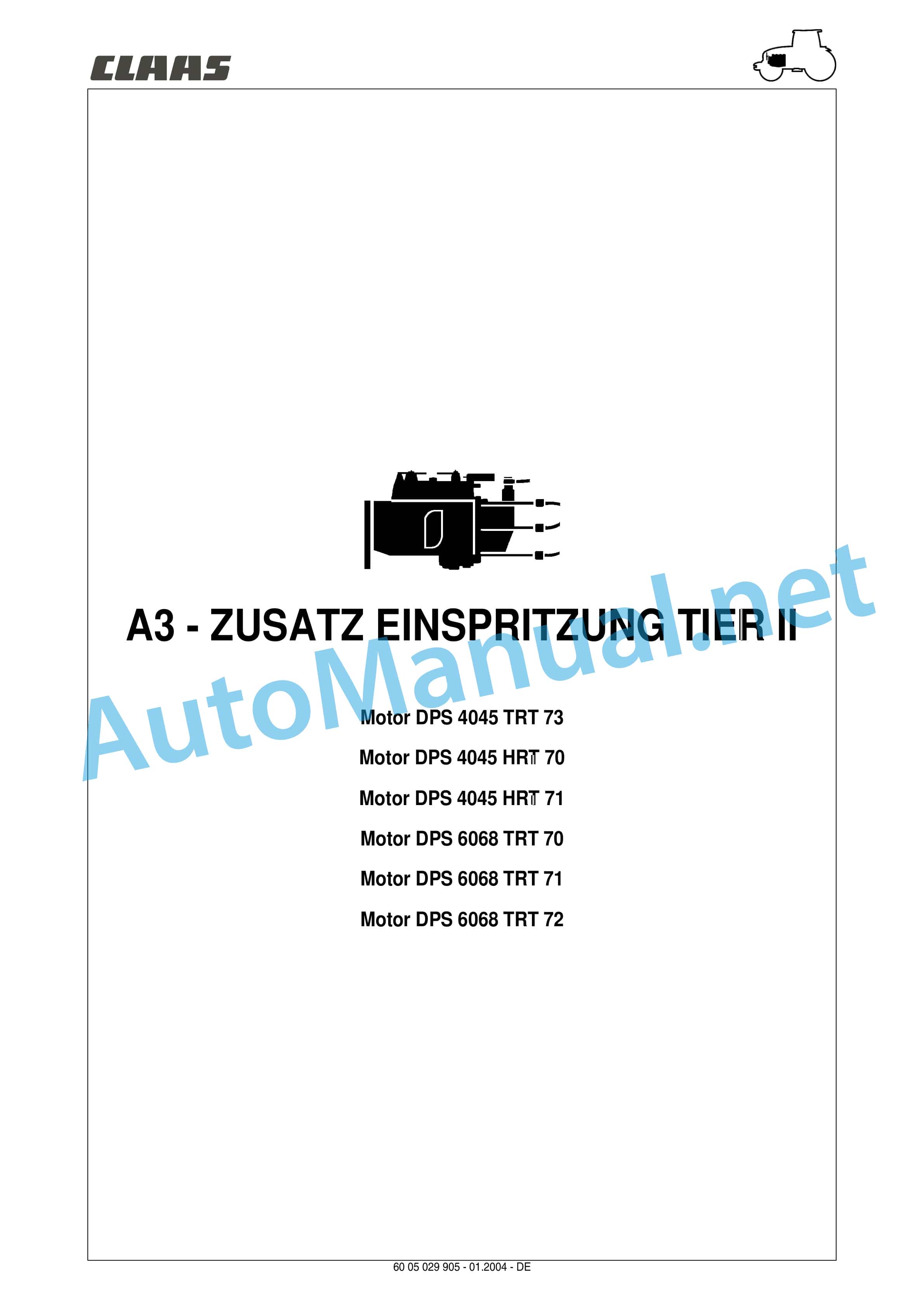 Claas ARES 696-616 RZ, RC, RX (A04) Tractor Repair Manual DE 5 Claas ARES 696-616 RZ, RC, RX (A04) Tractor Repair Manual DE - Image 5