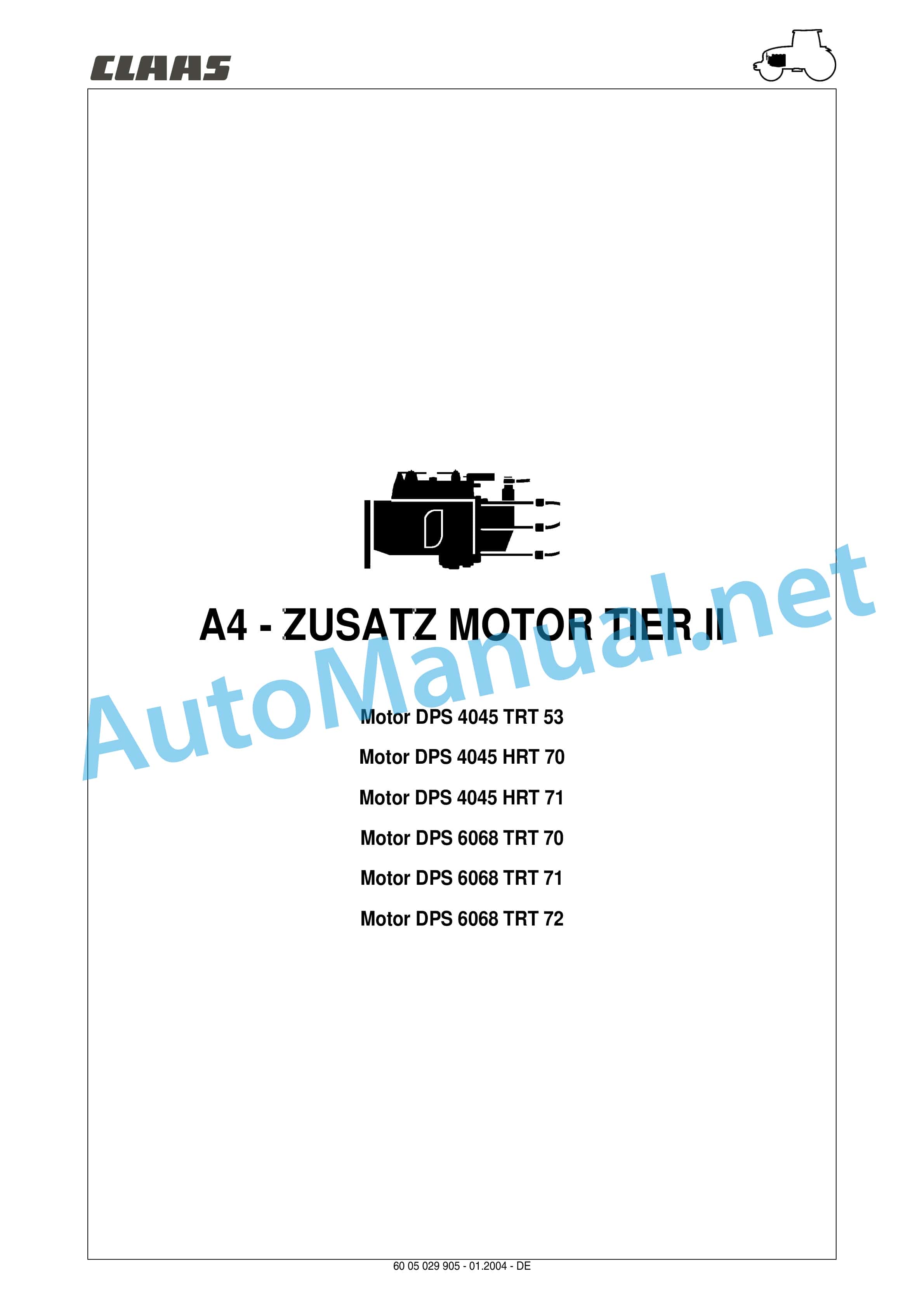 Claas ARES 696-616 RZ, RC, RX (A04) Tractor Repair Manual DE 6 Claas ARES 696-616 RZ, RC, RX (A04) Tractor Repair Manual DE - Image 6