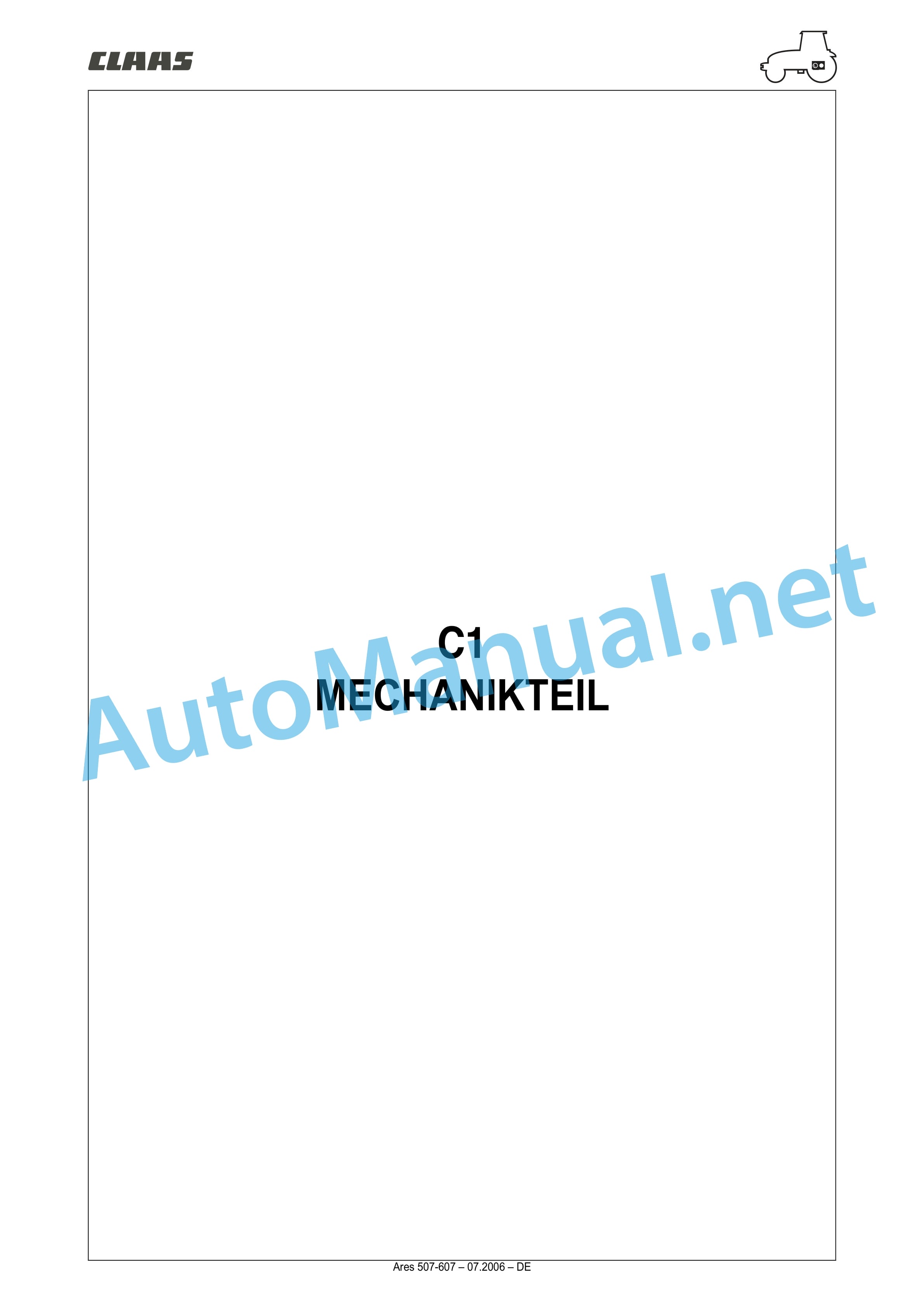 Claas ARES 697-617 ATZ (A03) Tractor Repair Manual DE 11 Claas ARES 697-617 ATZ (A03) Tractor Repair Manual DE - Image 11