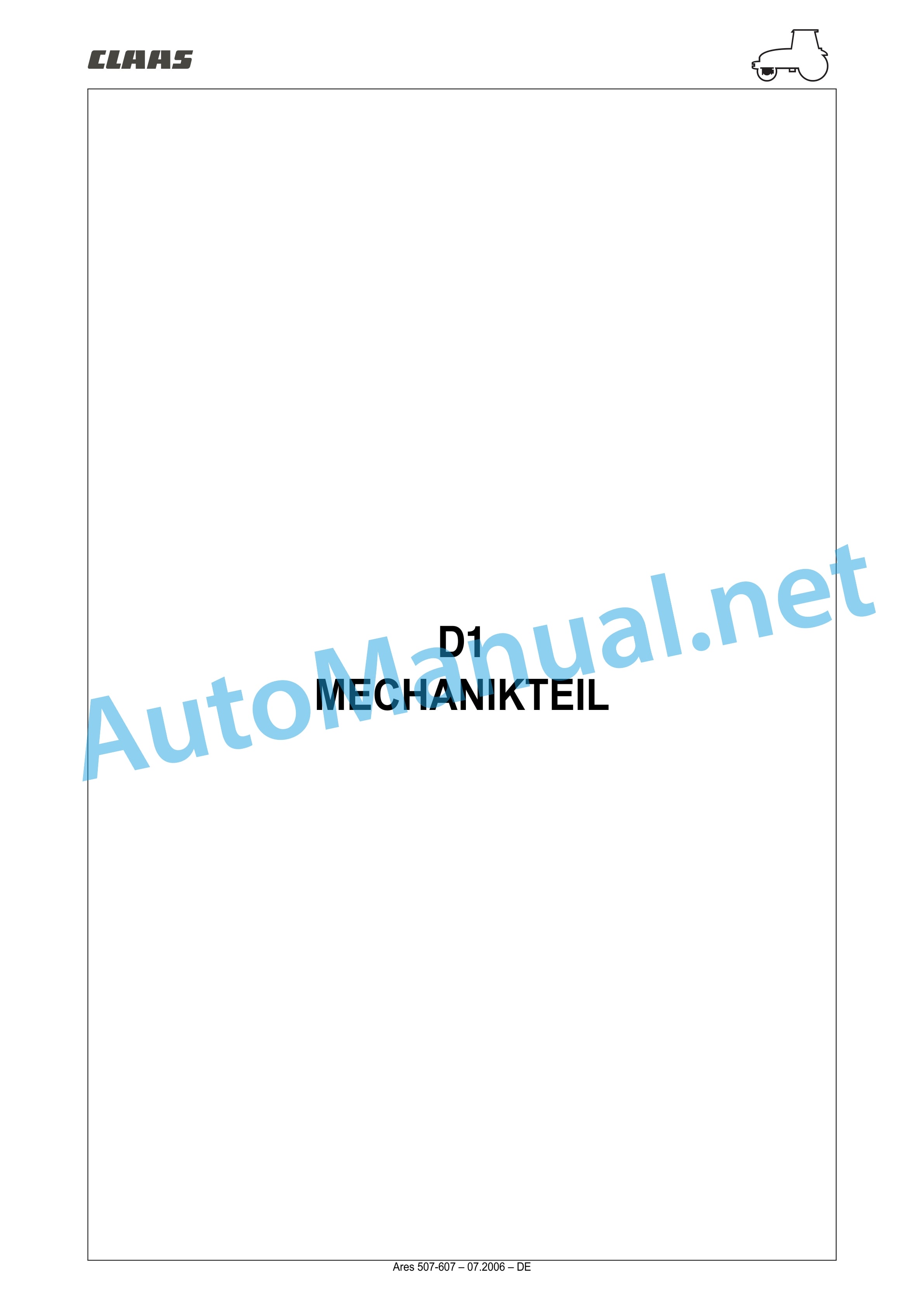 Claas ARES 697-617 ATZ (A03) Tractor Repair Manual DE 16 Claas ARES 697-617 ATZ (A03) Tractor Repair Manual DE - Image 16
