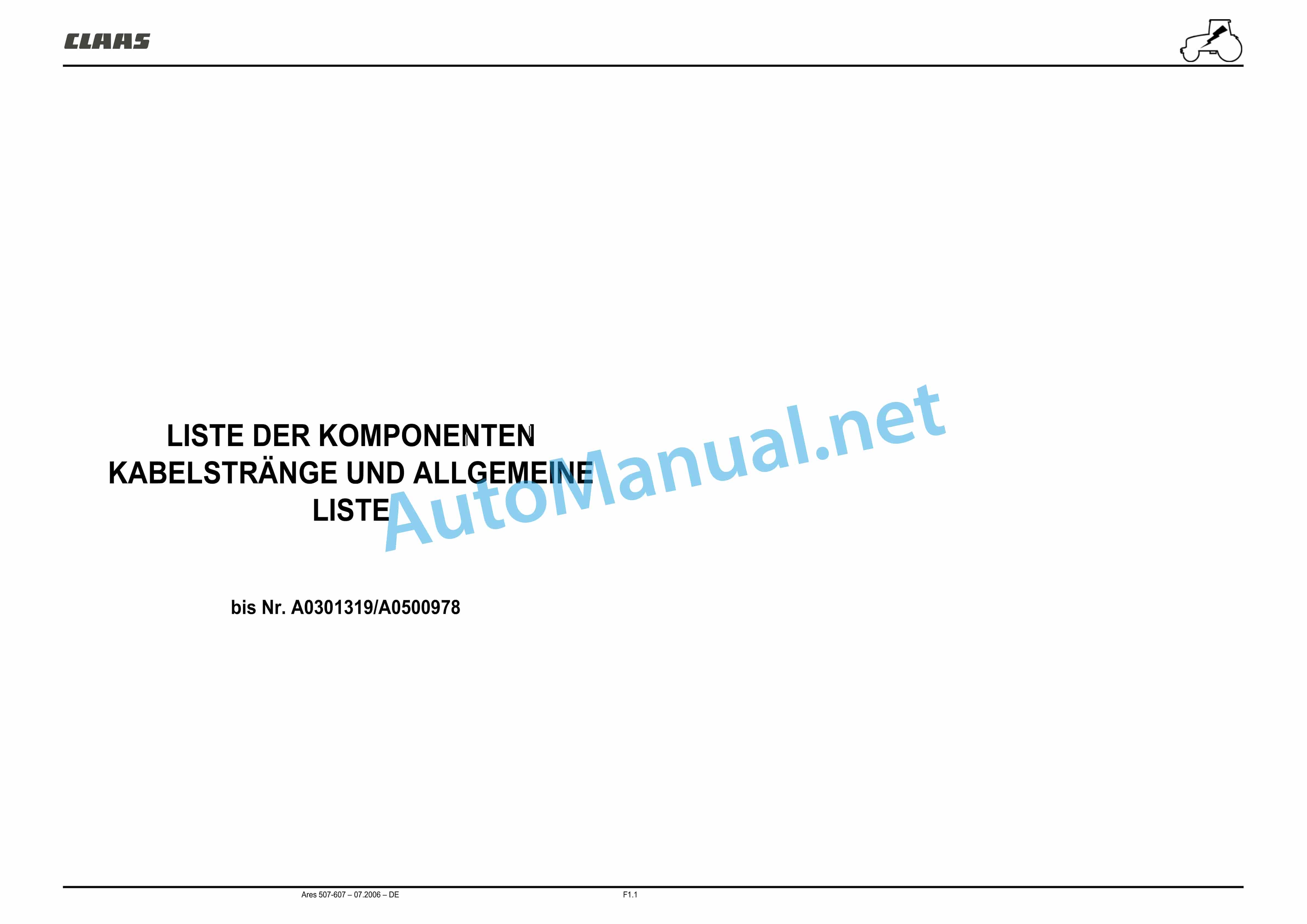 Claas ARES 697-617 ATZ (A03) Tractor Repair Manual DE 29 Claas ARES 697-617 ATZ (A03) Tractor Repair Manual DE - Image 29