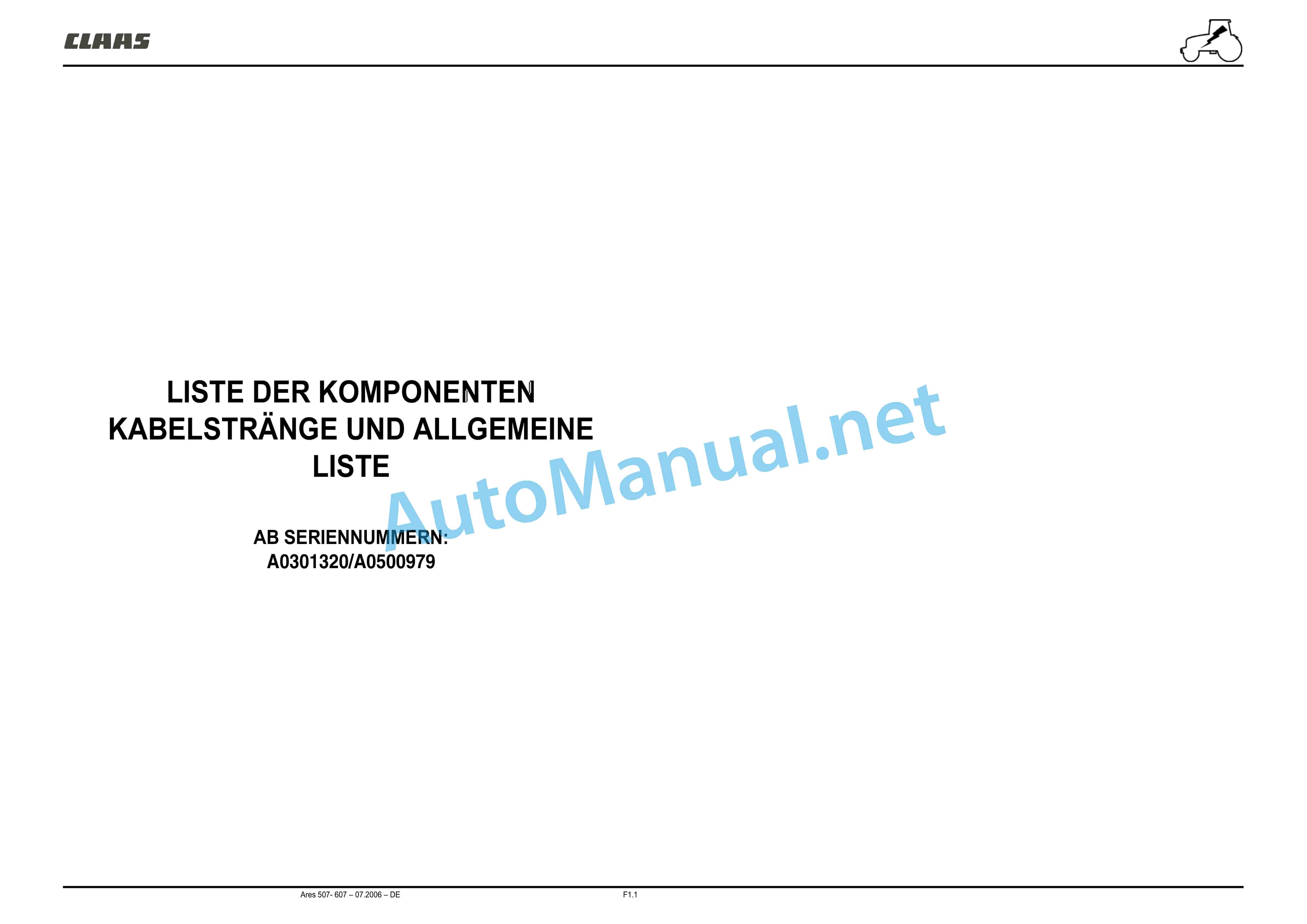 Claas ARES 697-617 ATZ (A03) Tractor Repair Manual DE 30 Claas ARES 697-617 ATZ (A03) Tractor Repair Manual DE - Image 30