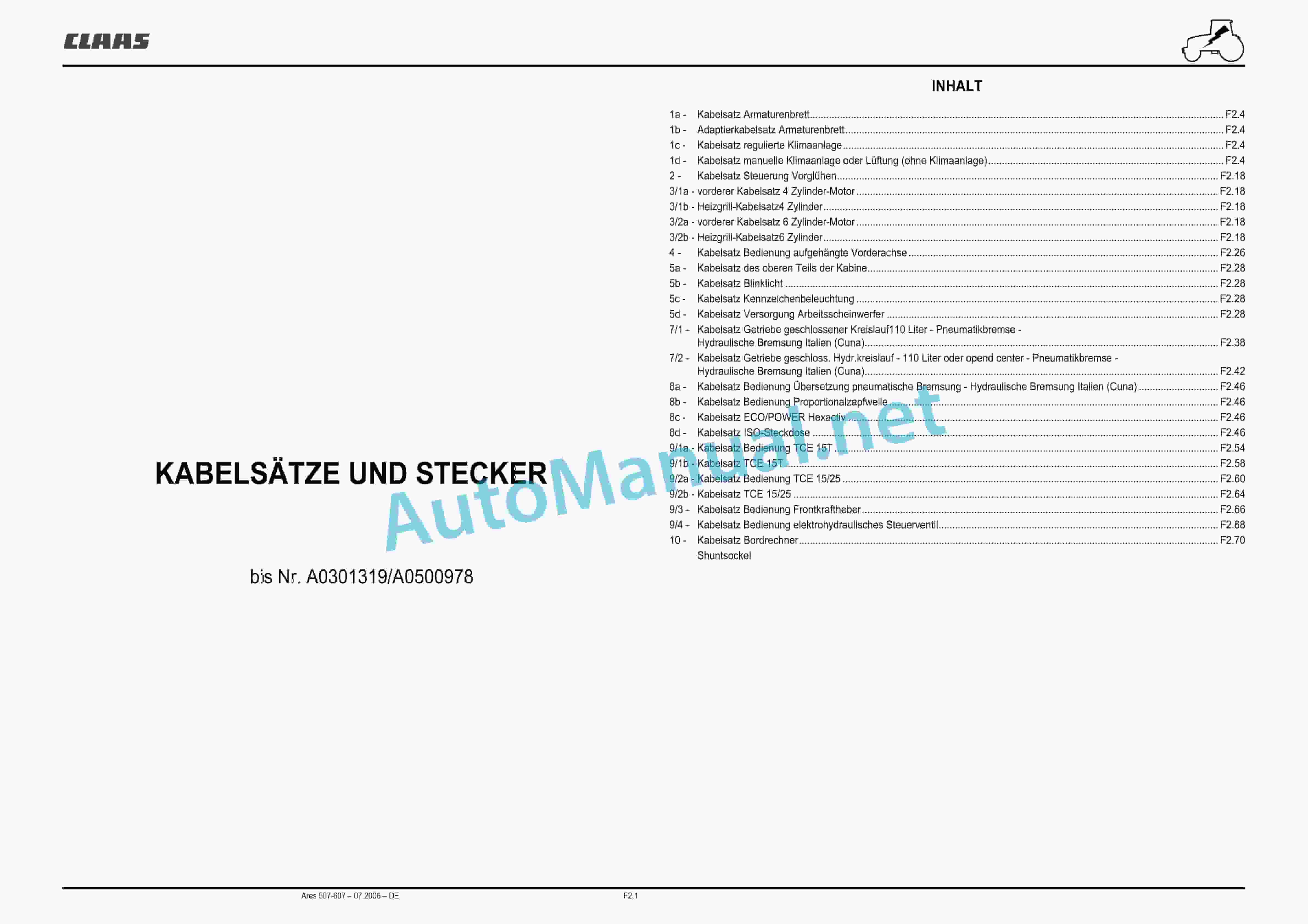 Claas ARES 697-617 ATZ (A03) Tractor Repair Manual DE 31 Claas ARES 697-617 ATZ (A03) Tractor Repair Manual DE - Image 31