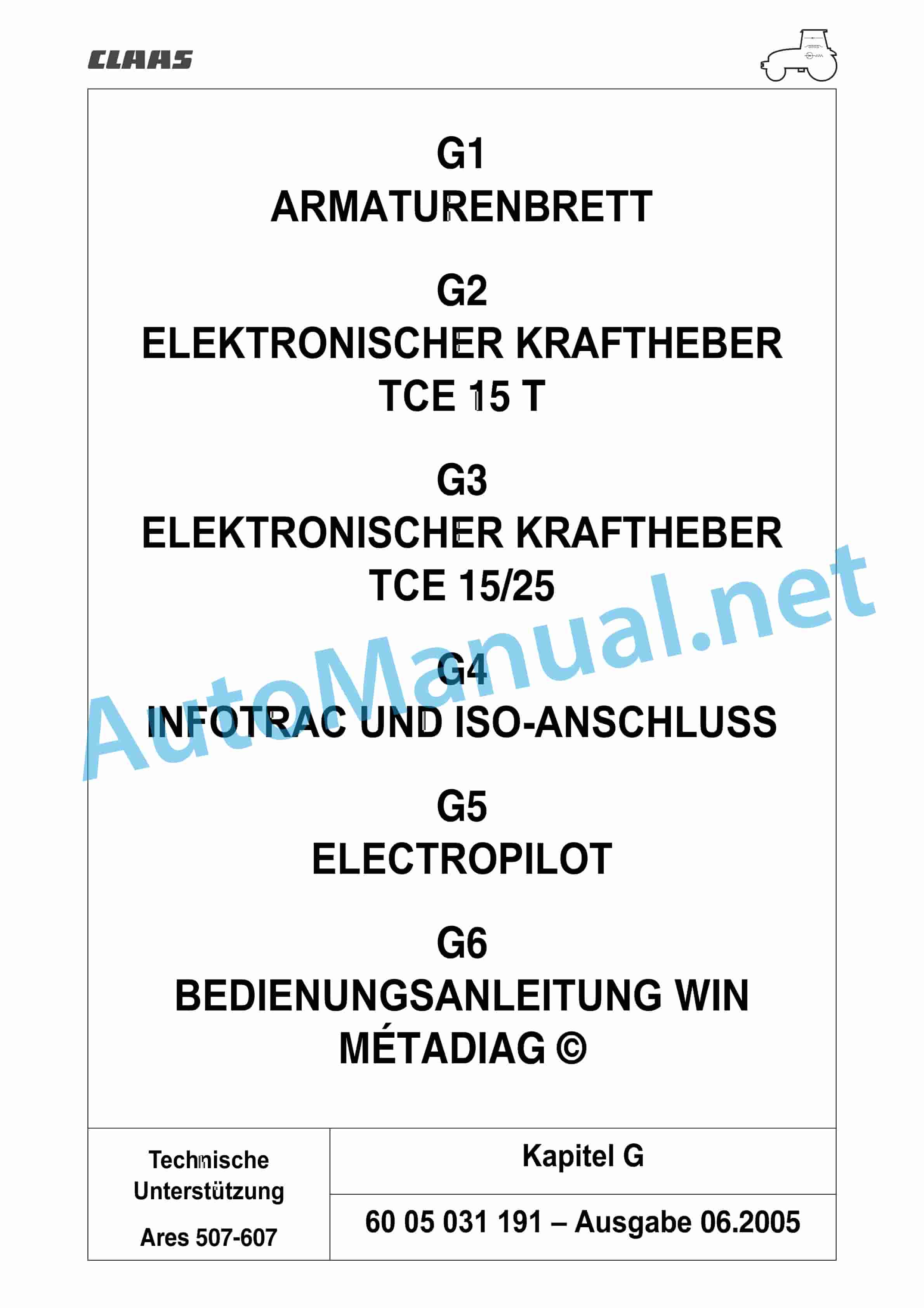 Claas ARES 697-617 ATZ (A03) Tractor Repair Manual DE 33 Claas ARES 697-617 ATZ (A03) Tractor Repair Manual DE - Image 33
