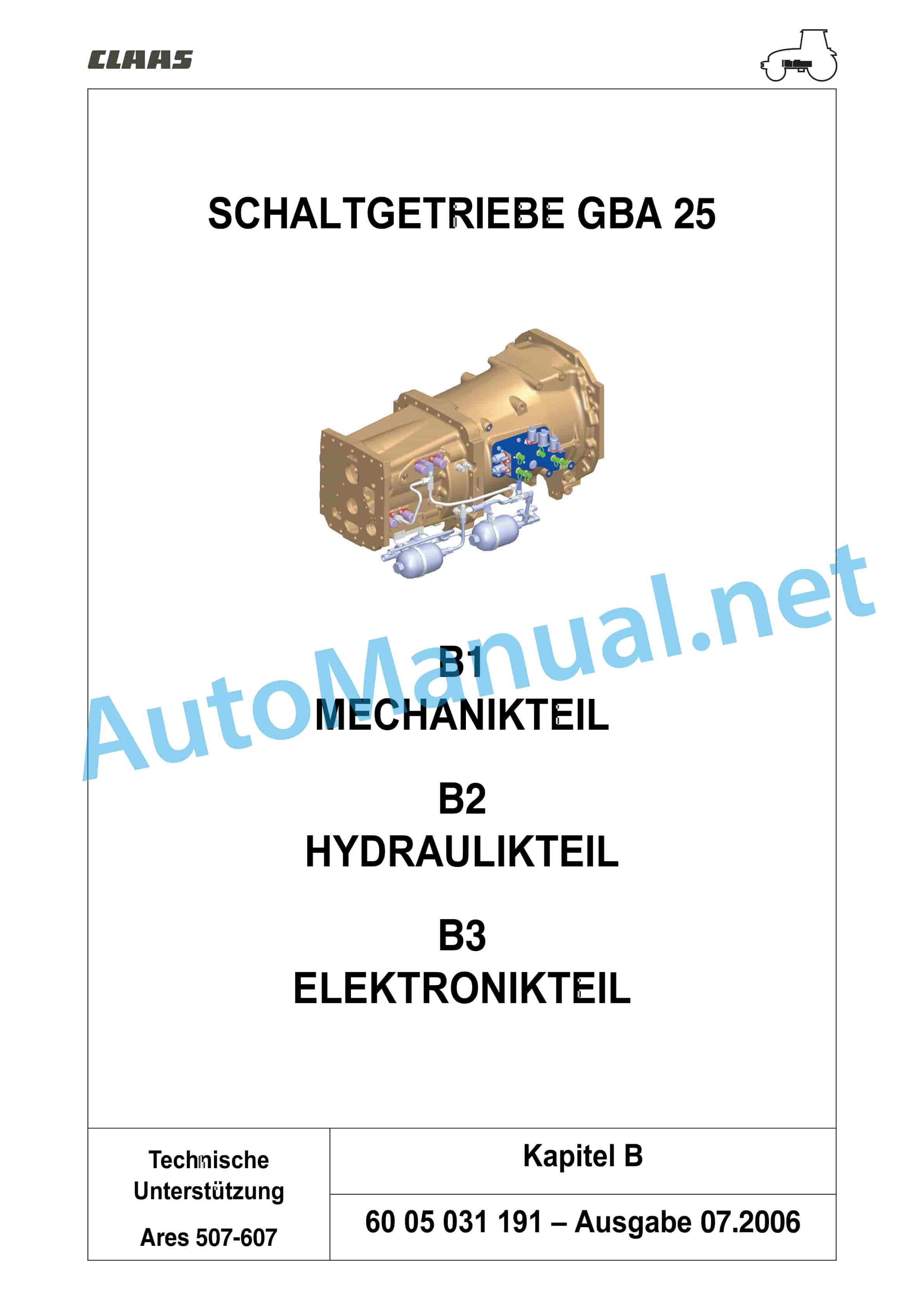 Claas ARES 697-617 ATZ (A03) Tractor Repair Manual DE 6 Claas ARES 697-617 ATZ (A03) Tractor Repair Manual DE - Image 6