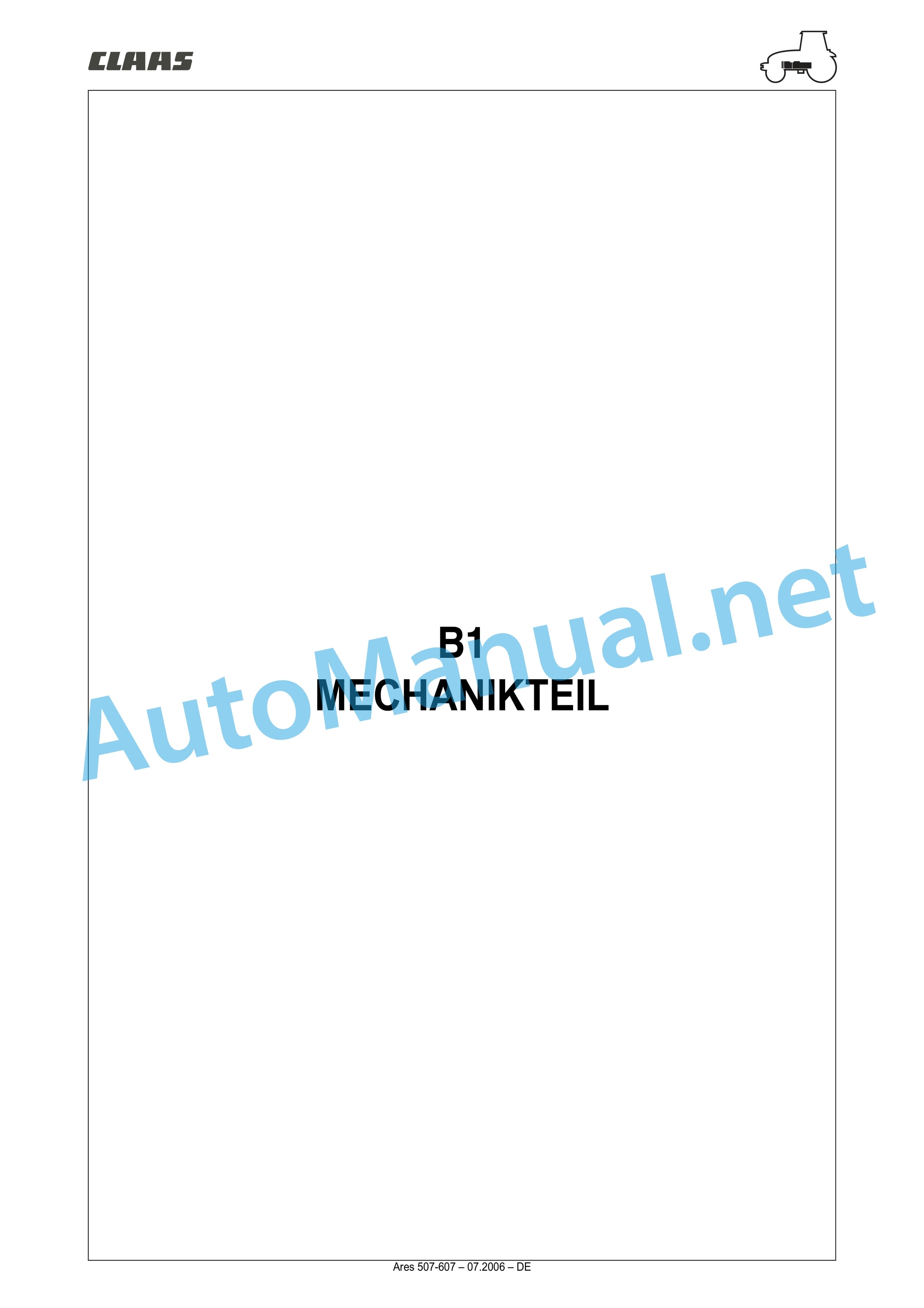 Claas ARES 697-617 ATZ (A03) Tractor Repair Manual DE 7 Claas ARES 697-617 ATZ (A03) Tractor Repair Manual DE - Image 7