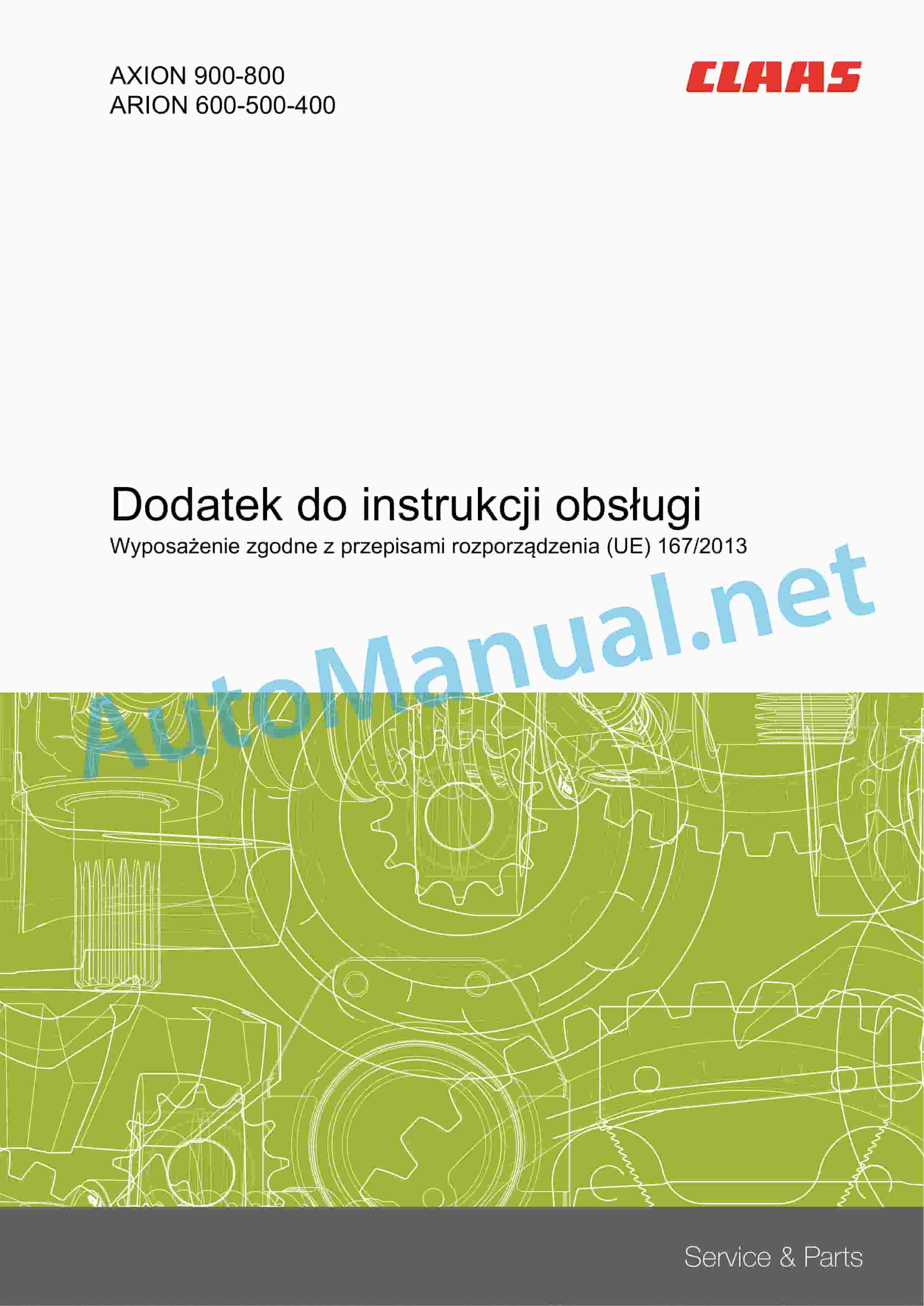 Alternative view of Claas ARION 420-410 Stage IV (A52) Tractors Operator Manual PL