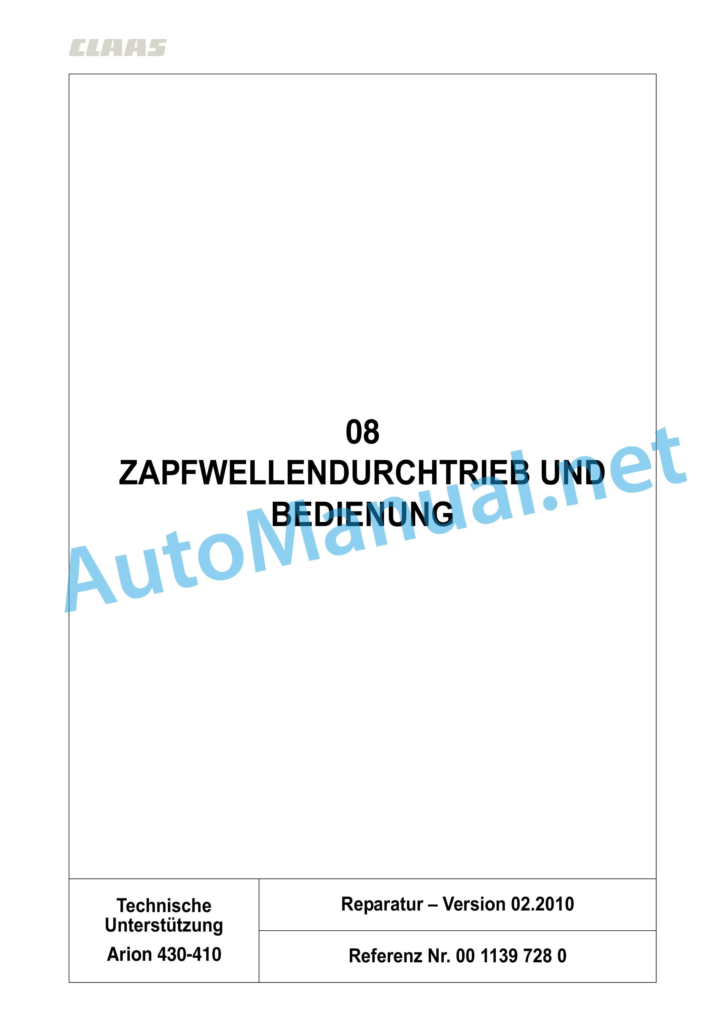 Claas ARION 430-410 (A21) Tractor Repair Manual DE 19 Claas ARION 430-410 (A21) Tractor Repair Manual DE - Image 19