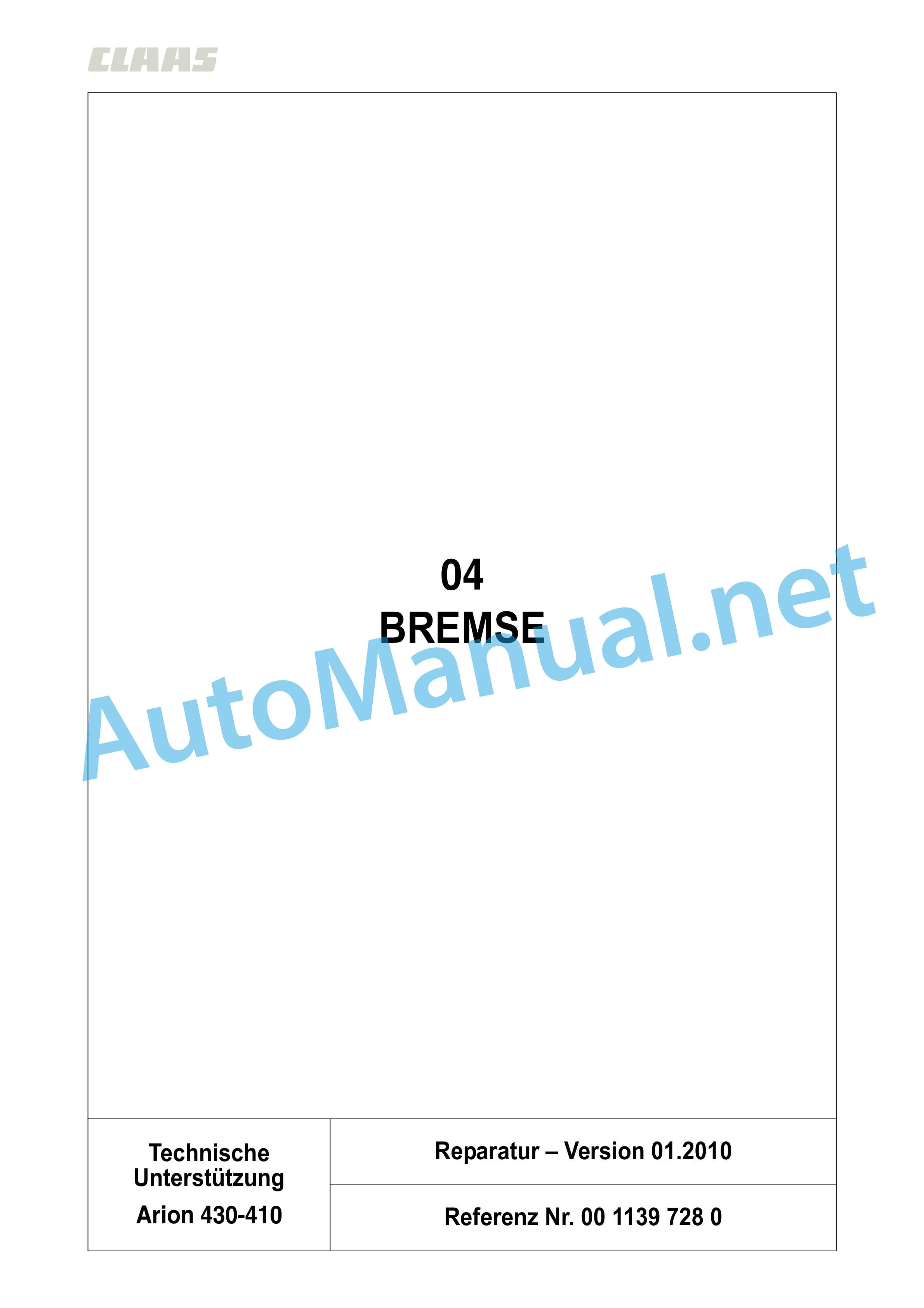 Claas ARION 430-410 (A21) Tractor Repair Manual DE 20 Claas ARION 430-410 (A21) Tractor Repair Manual DE - Image 20