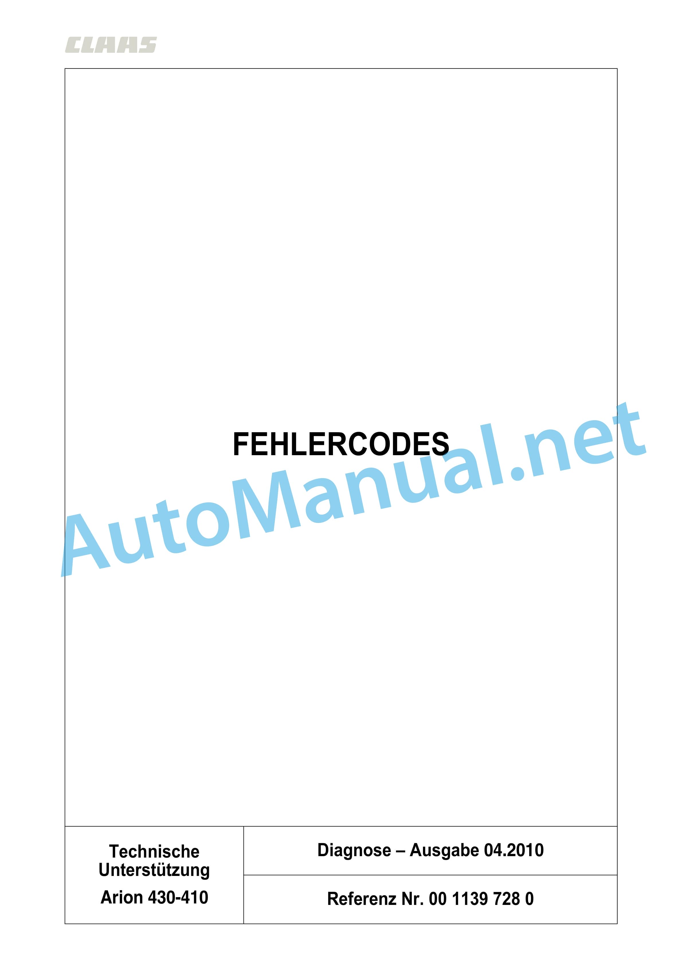 Claas ARION 430-410 (A21) Tractor Repair Manual DE 4 Claas ARION 430-410 (A21) Tractor Repair Manual DE - Image 4
