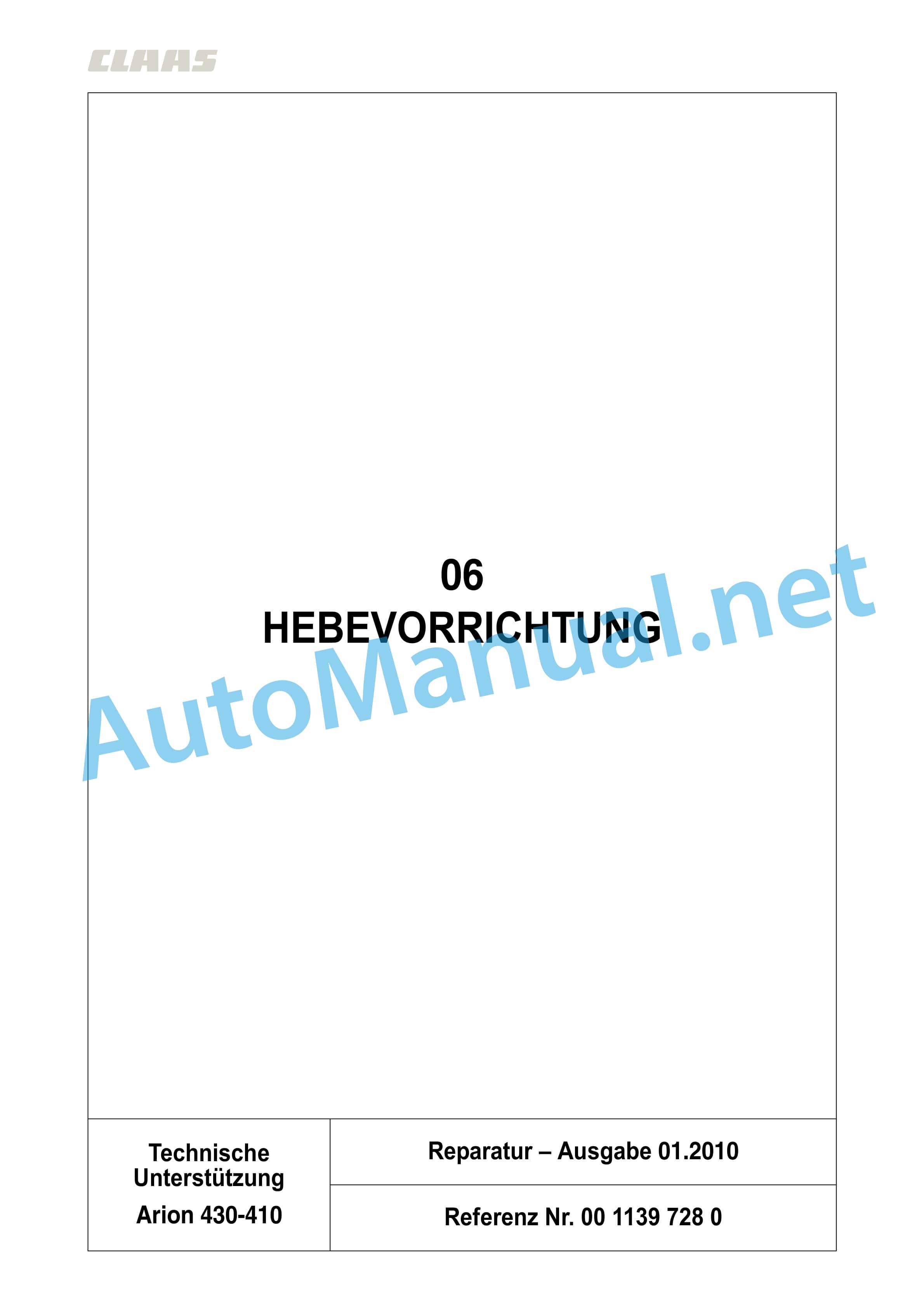 Claas ARION 430-410 (A21) Tractor Repair Manual DE 8 Claas ARION 430-410 (A21) Tractor Repair Manual DE - Image 8