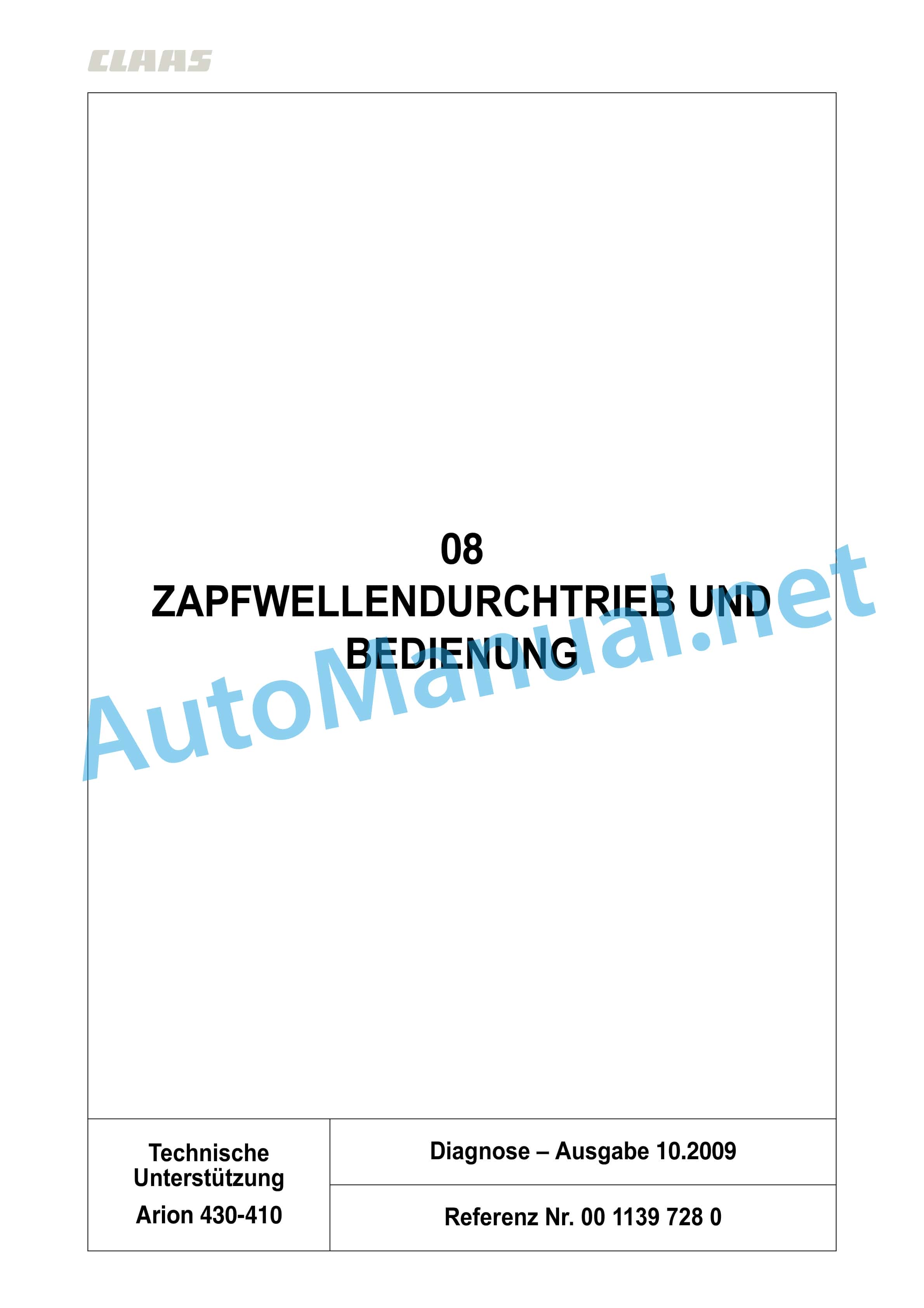 Claas ARION 430-410 (A21) Tractor Repair Manual DE 9 Claas ARION 430-410 (A21) Tractor Repair Manual DE - Image 9