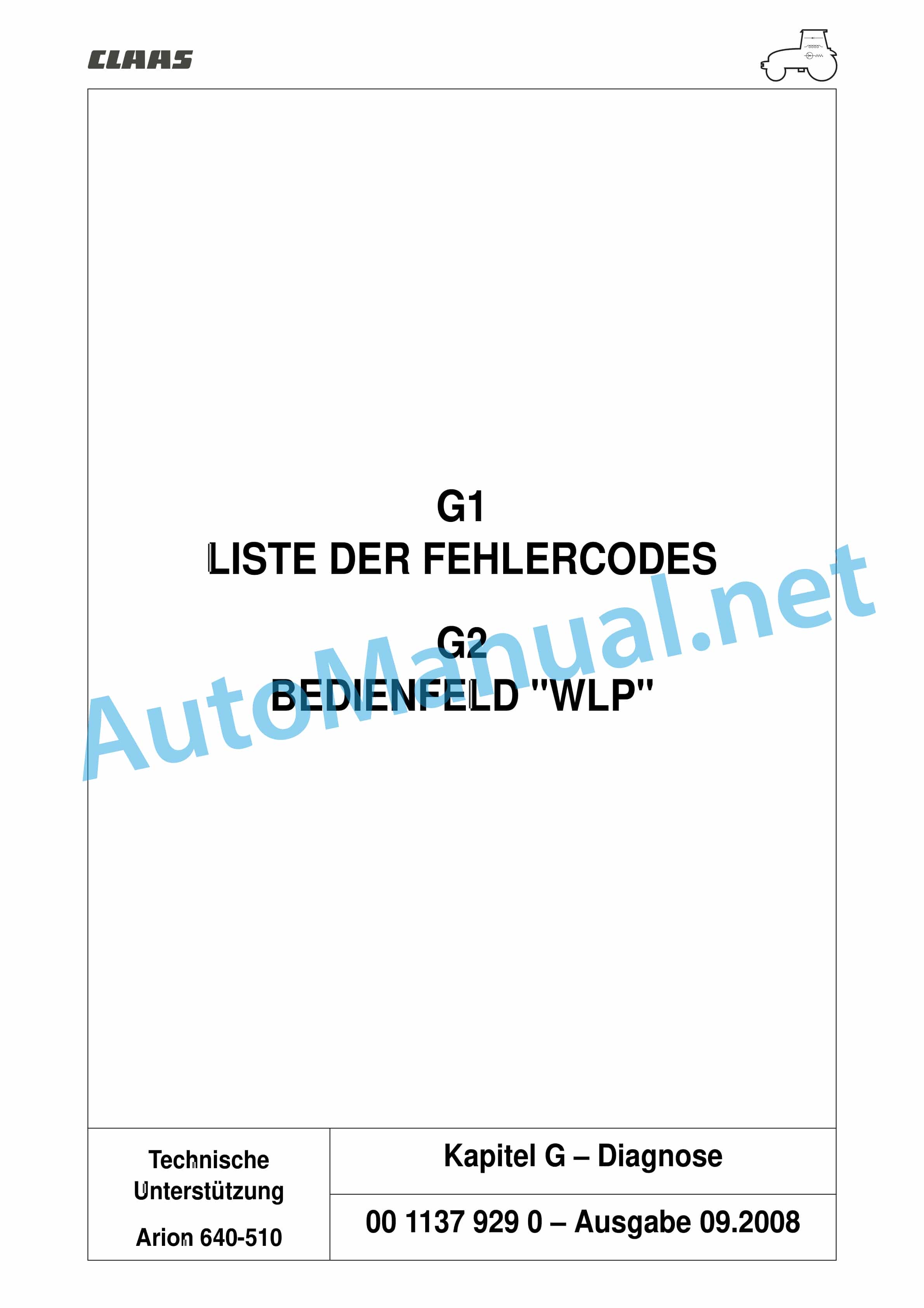 Claas ARION 540-510 (A18) Tractor Repair Manual DE 10 Claas ARION 540-510 (A18) Tractor Repair Manual DE - Image 10