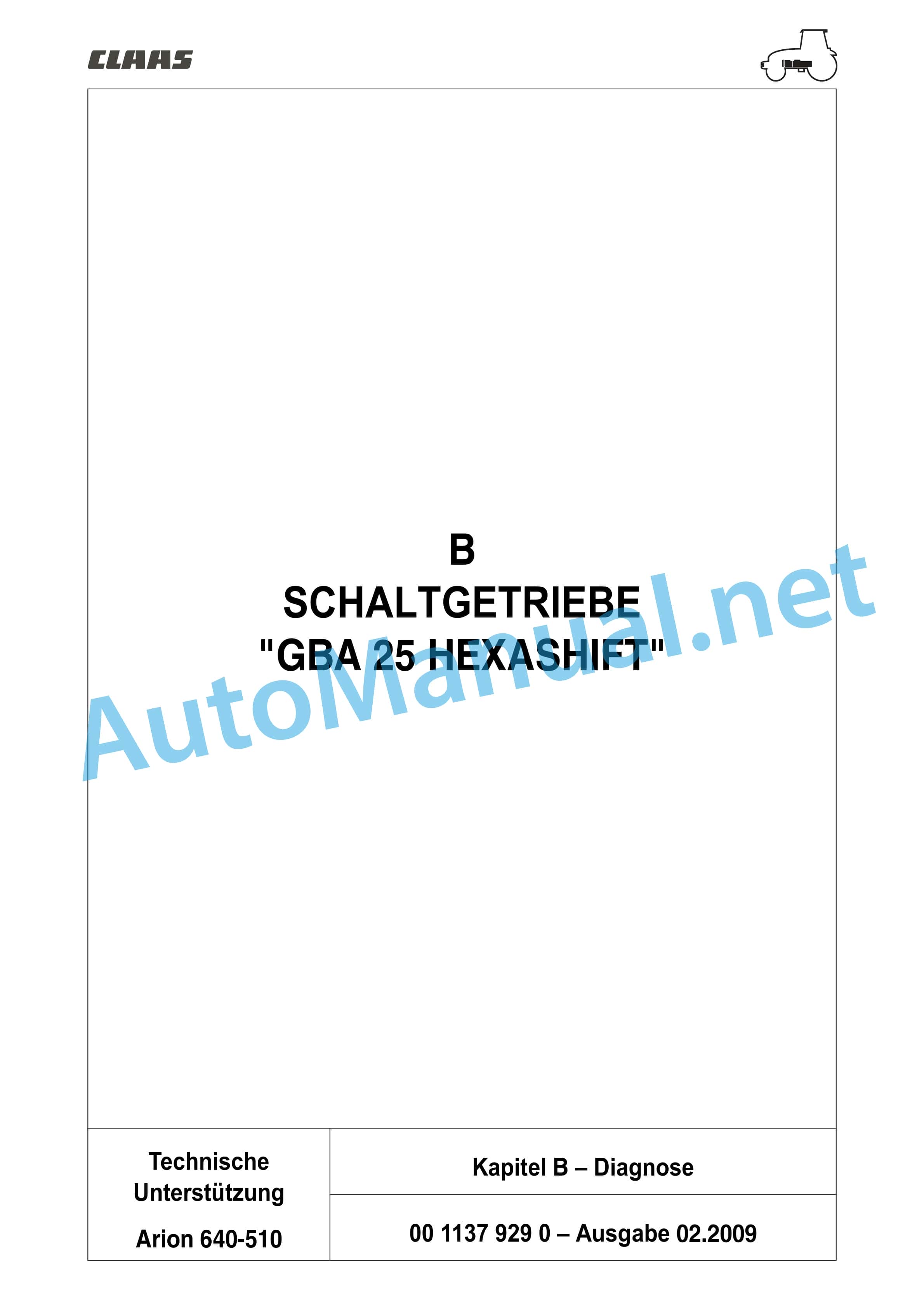 Claas ARION 540-510 (A18) Tractor Repair Manual DE 12 Claas ARION 540-510 (A18) Tractor Repair Manual DE - Image 12