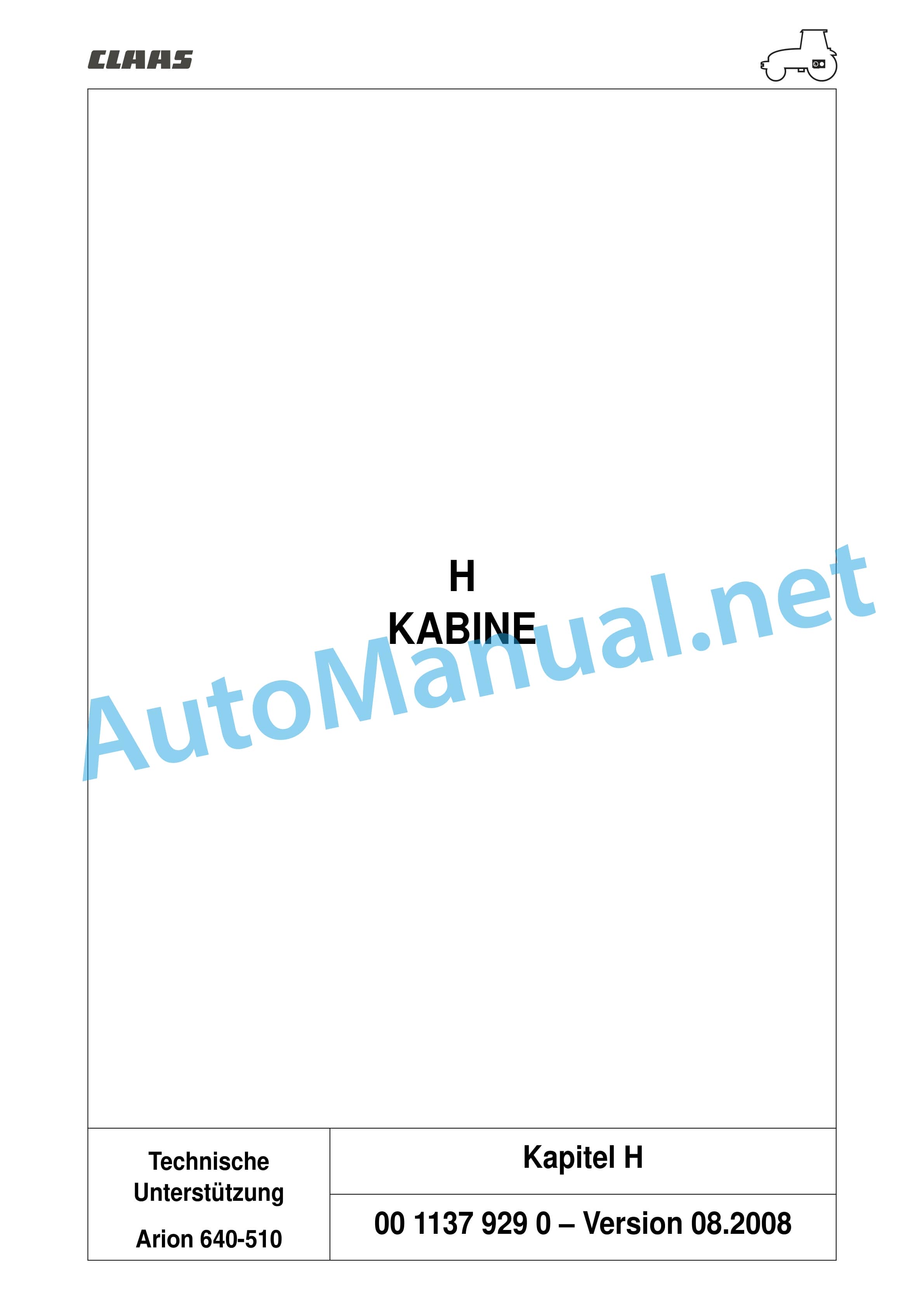 Claas ARION 540-510 (A18) Tractor Repair Manual DE 13 Claas ARION 540-510 (A18) Tractor Repair Manual DE - Image 13