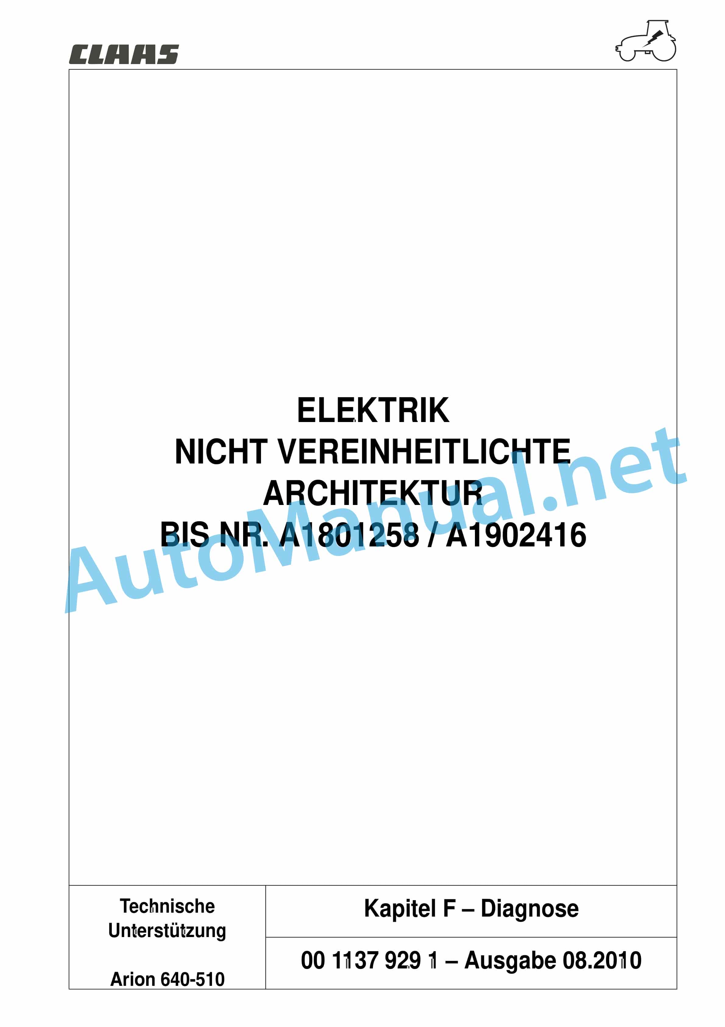 Claas ARION 540-510 (A18) Tractor Repair Manual DE 14 Claas ARION 540-510 (A18) Tractor Repair Manual DE - Image 14