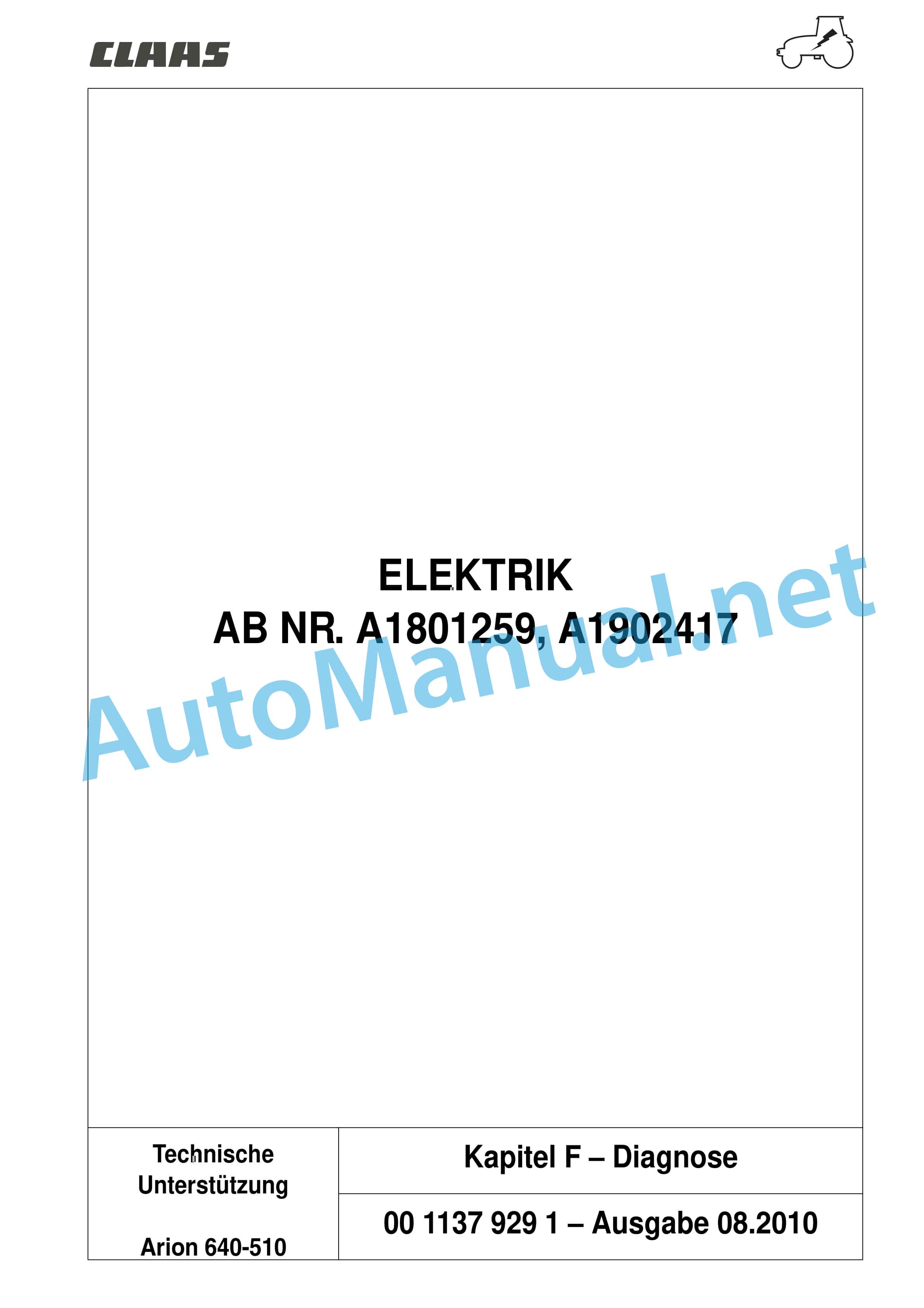 Claas ARION 540-510 (A18) Tractor Repair Manual DE 16 Claas ARION 540-510 (A18) Tractor Repair Manual DE - Image 16
