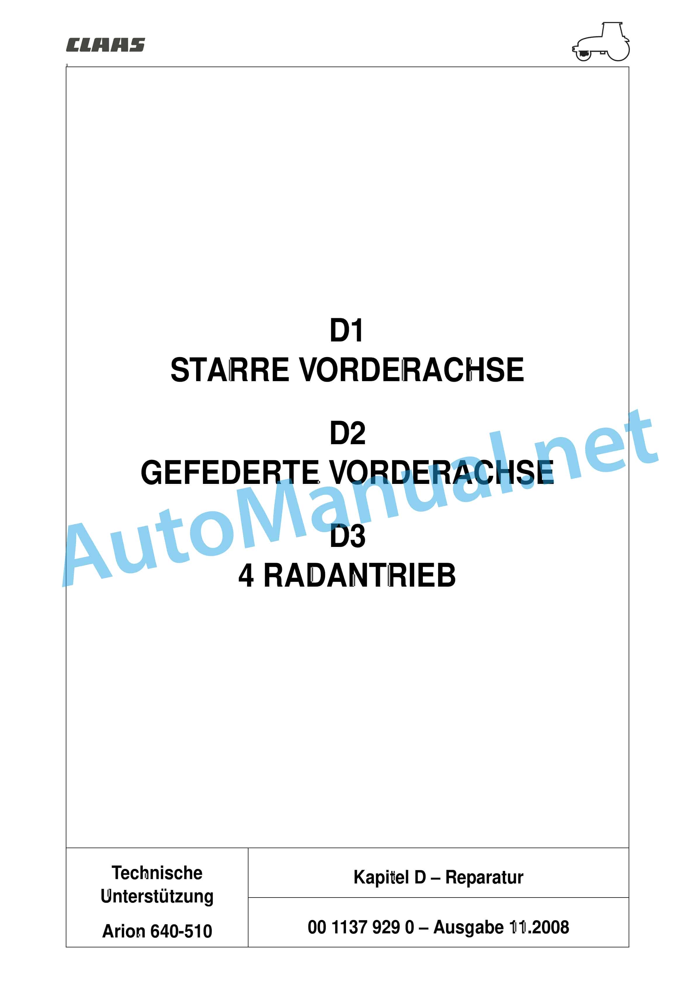 Claas ARION 540-510 (A18) Tractor Repair Manual DE 17 Claas ARION 540-510 (A18) Tractor Repair Manual DE - Image 17