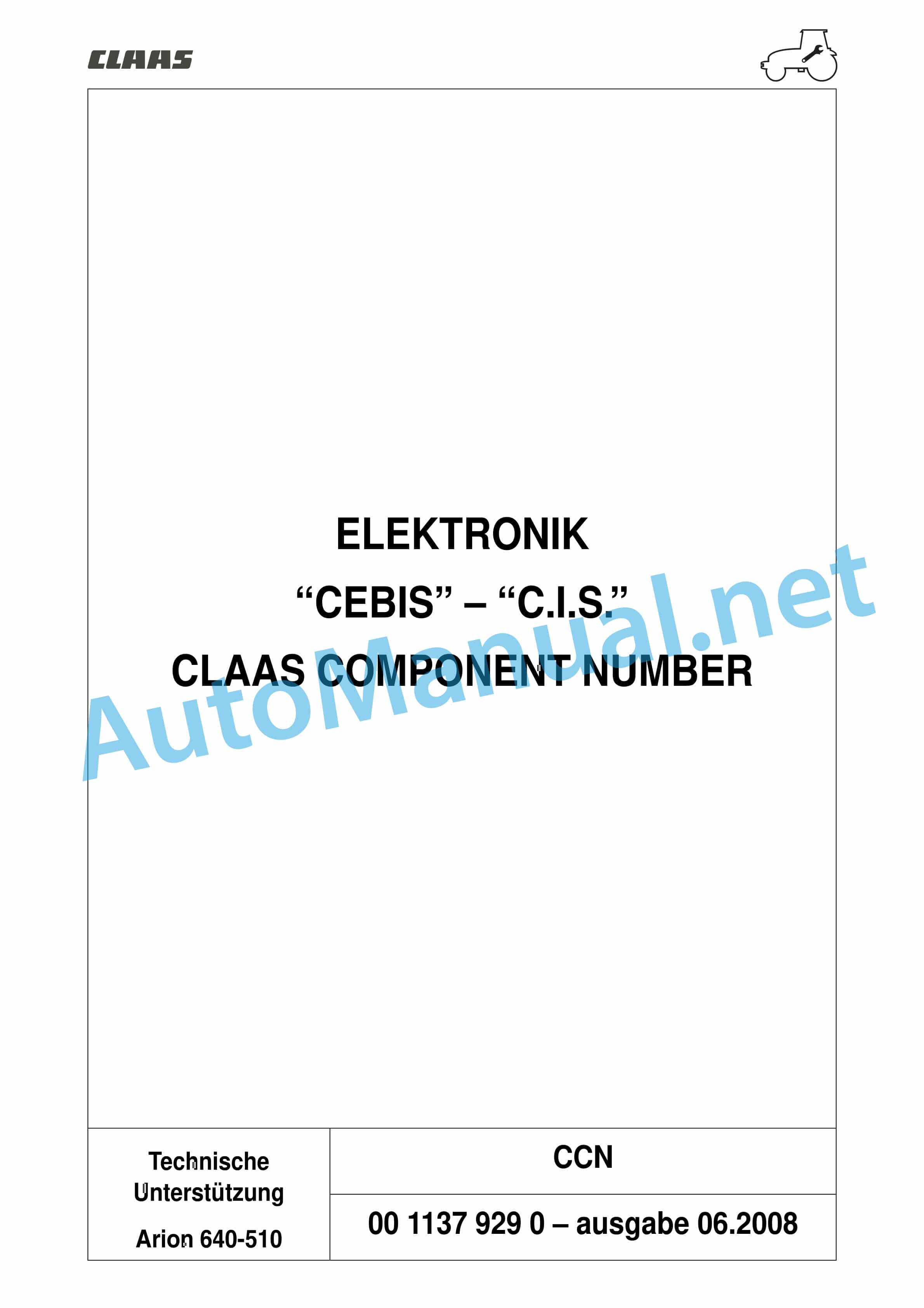 Claas ARION 540-510 (A18) Tractor Repair Manual DE 18 Claas ARION 540-510 (A18) Tractor Repair Manual DE - Image 18