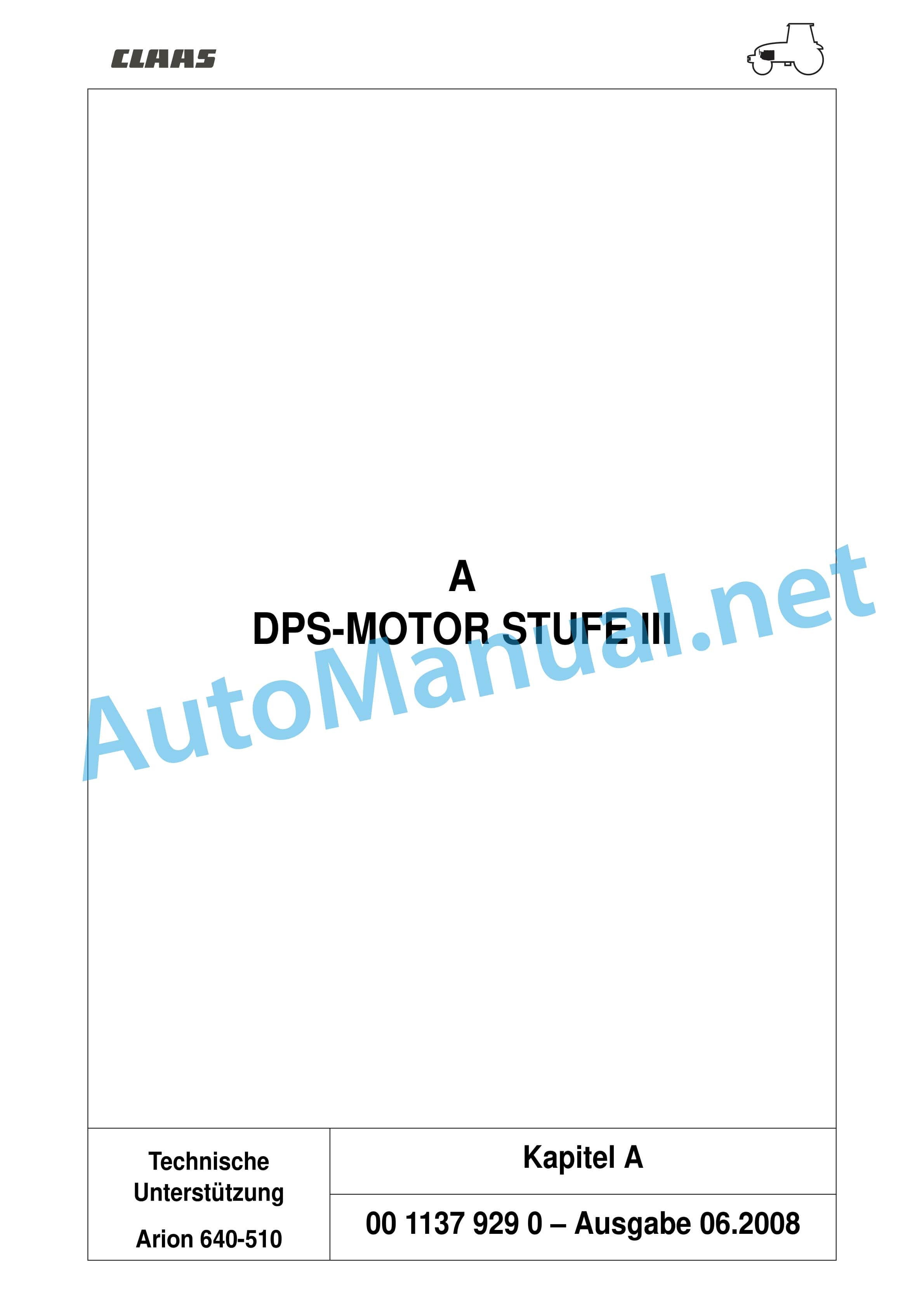 Claas ARION 540-510 (A18) Tractor Repair Manual DE 8 Claas ARION 540-510 (A18) Tractor Repair Manual DE - Image 8